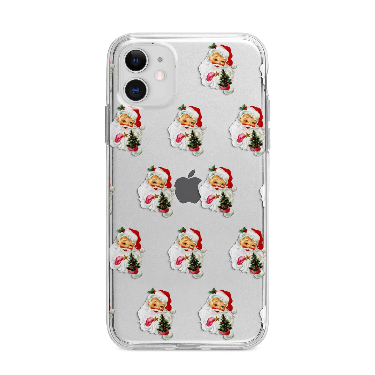 Retro Santa Face Apple iPhone 11 in White with Bumper Case