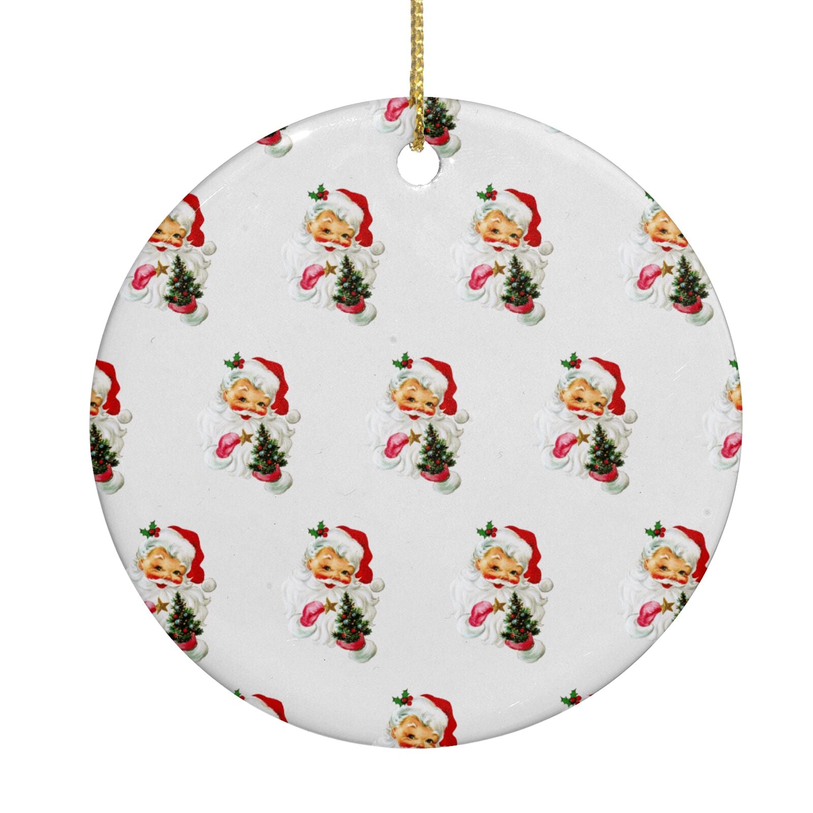 Retro Santa Face Circle Decoration Back Image