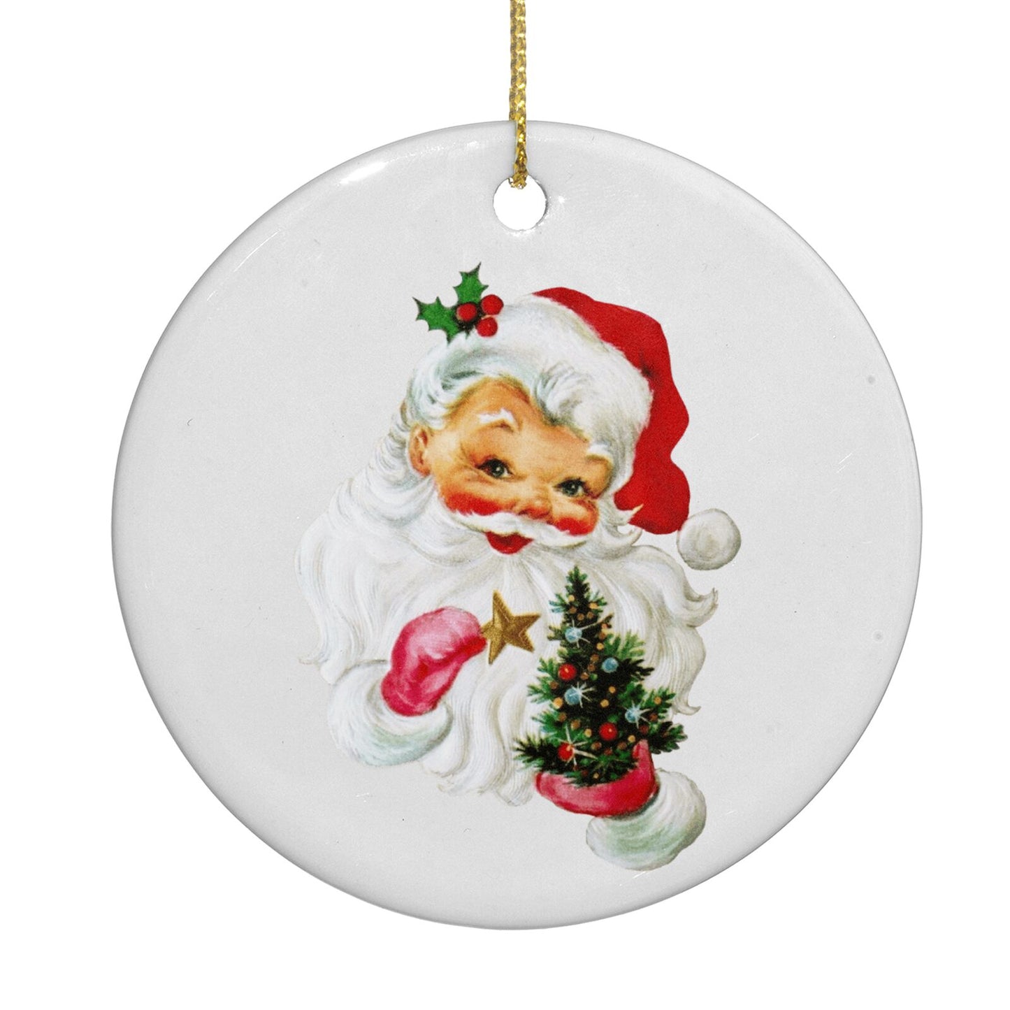Retro Santa Face Circle Decoration