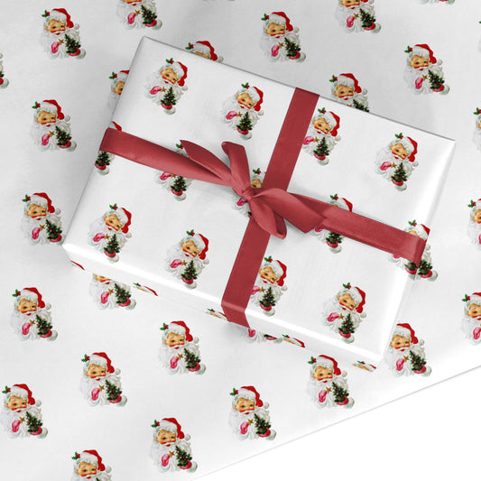 Retro Santa Face Custom Wrapping Paper
