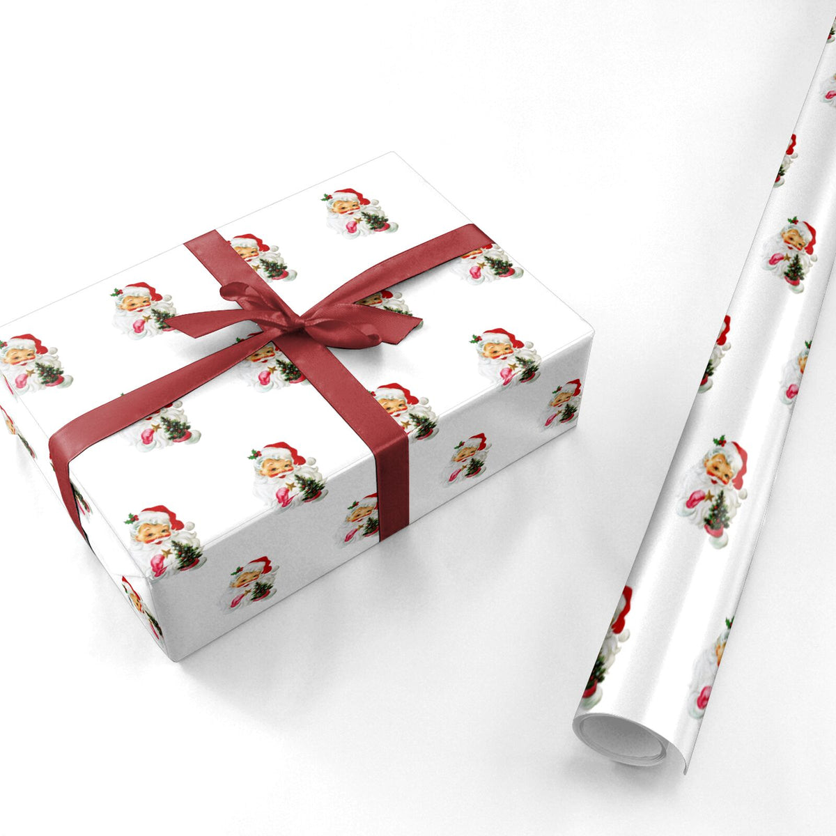 Santa Ramp Paper Red Retro Santa Face Wrapping Paper – Dyefor