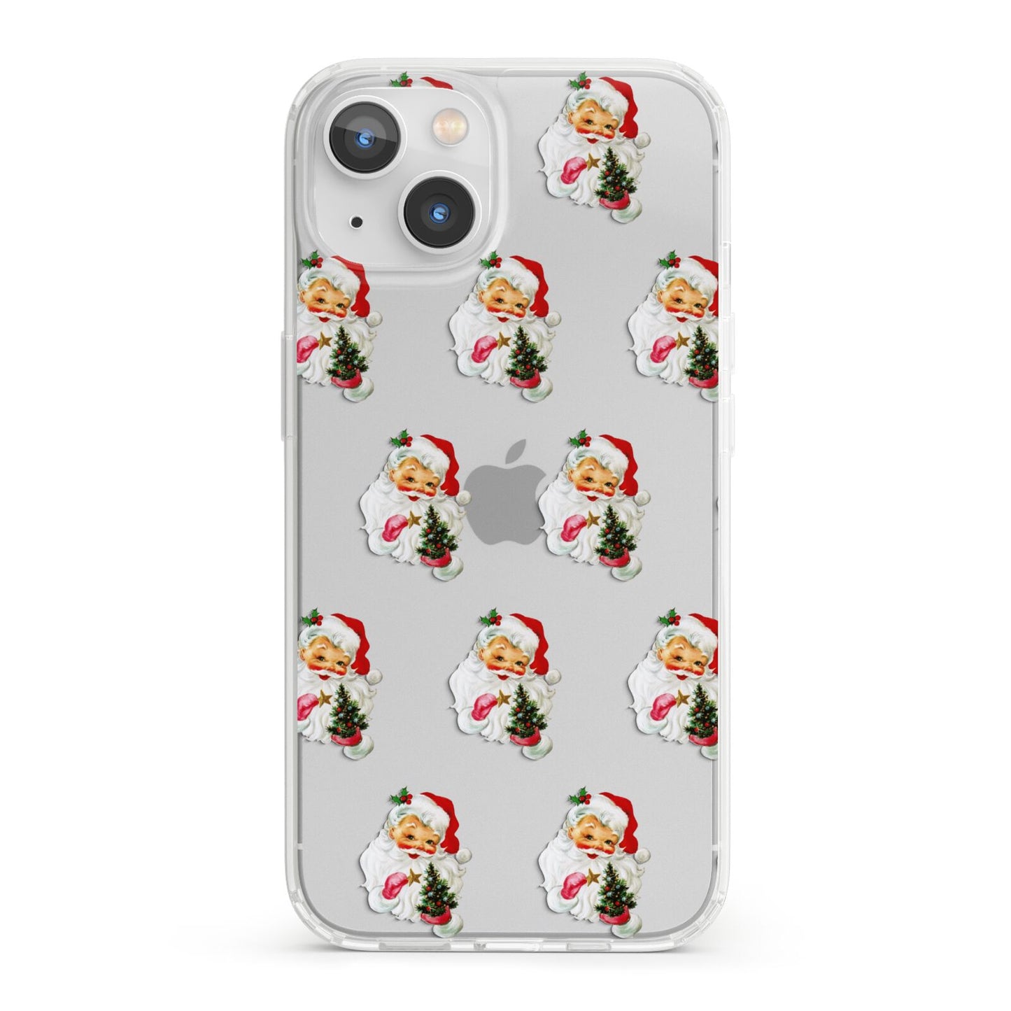 Retro Santa Face iPhone 13 Clear Bumper Case