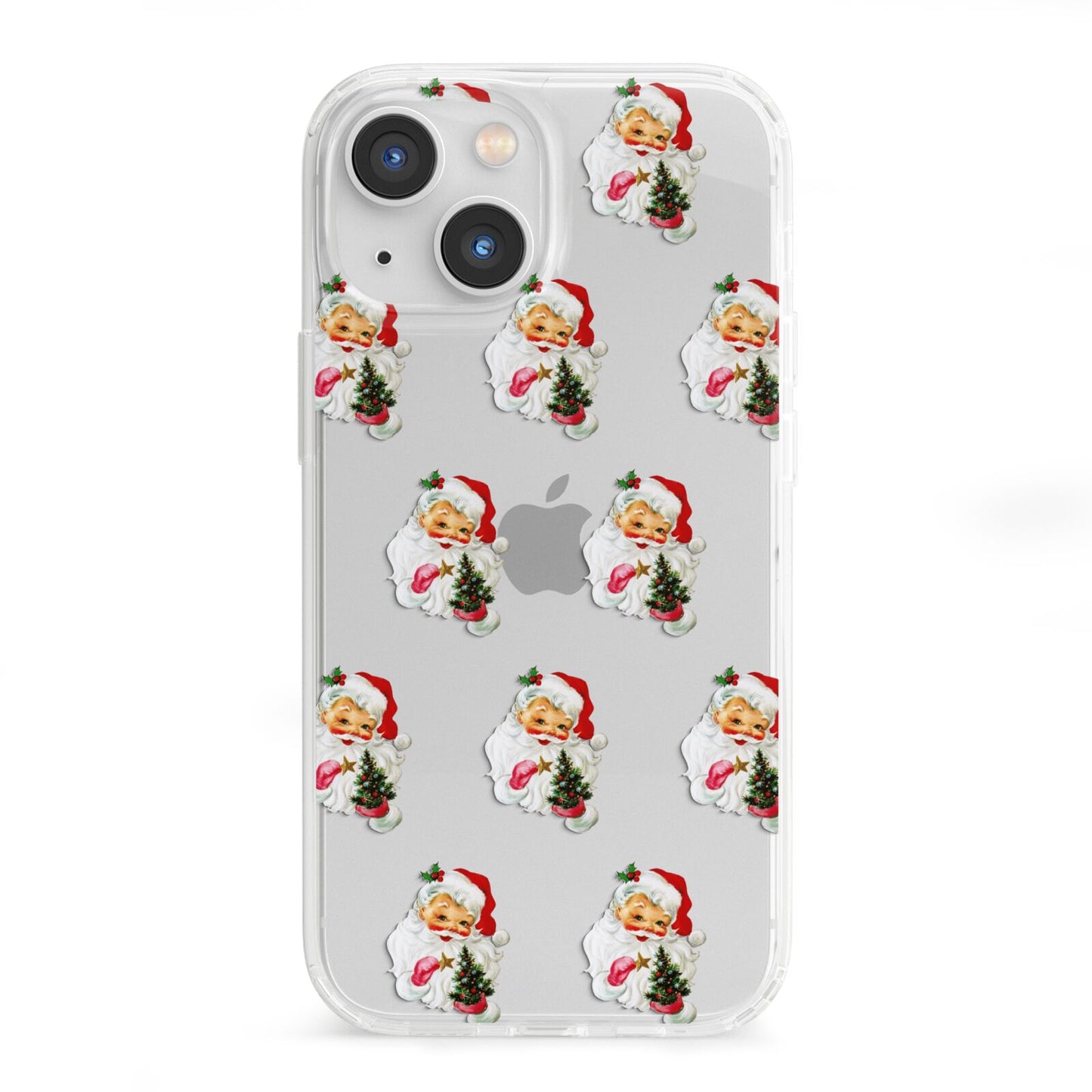 Retro Santa Face iPhone 13 Mini Clear Bumper Case