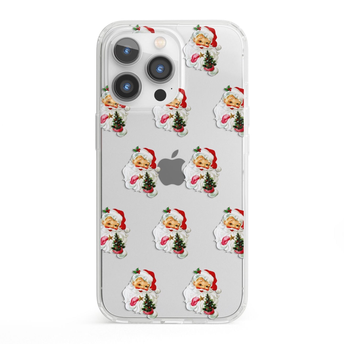 Retro Santa Face iPhone 13 Pro Clear Bumper Case