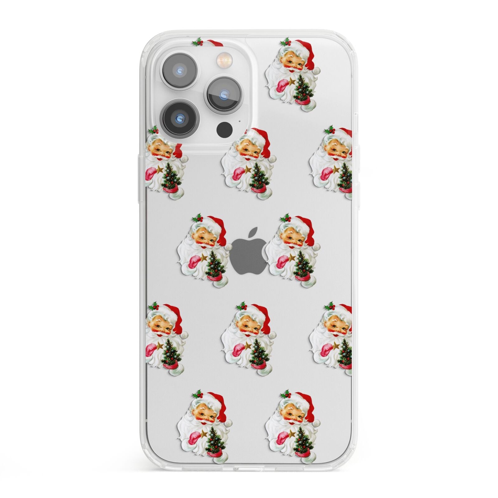 Retro Santa Face iPhone 13 Pro Max Clear Bumper Case