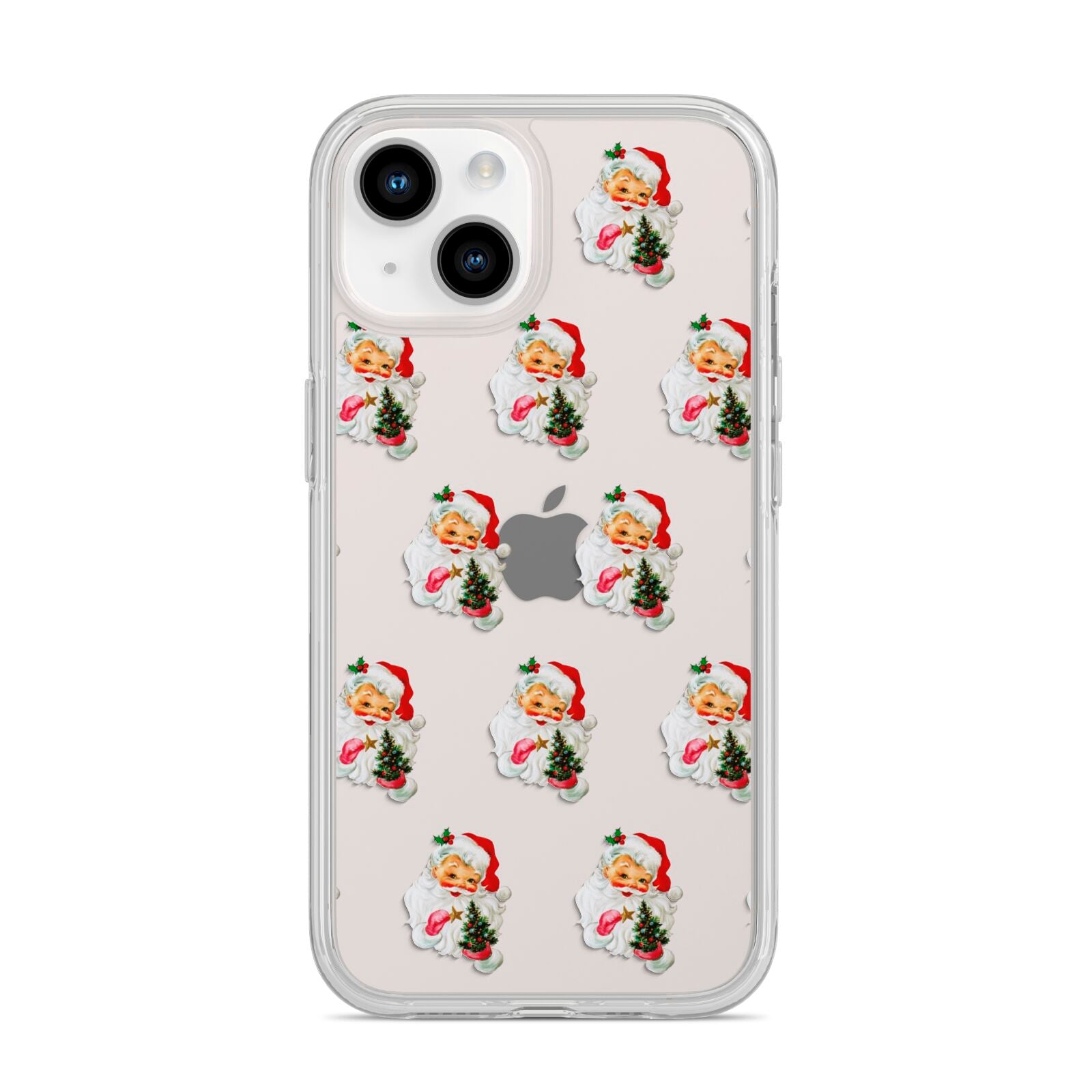 Retro Santa Face iPhone 14 Clear Tough Case Starlight