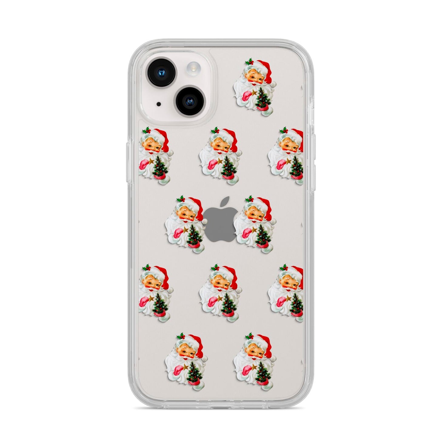 Retro Santa Face iPhone 14 Plus Clear Tough Case Starlight
