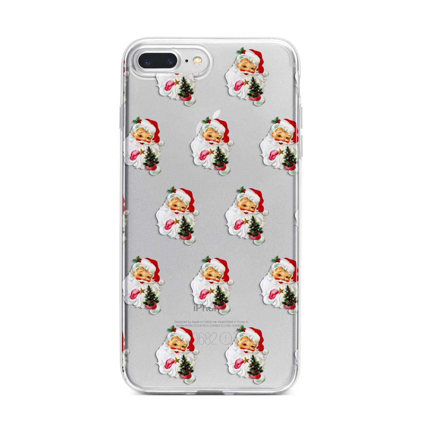 Retro Santa Face iPhone 7 Plus Bumper Case on Silver iPhone