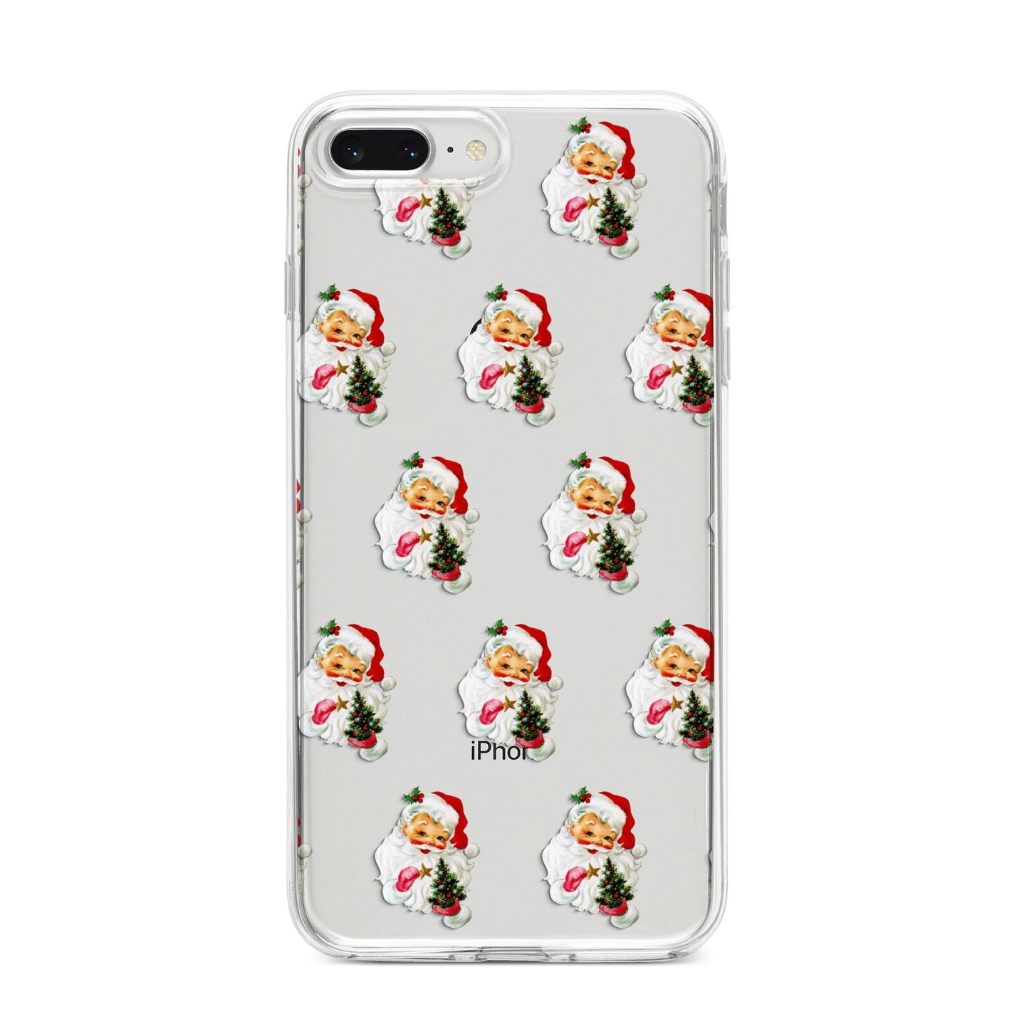 Retro Santa Face iPhone 8 Plus Bumper Case on Silver iPhone