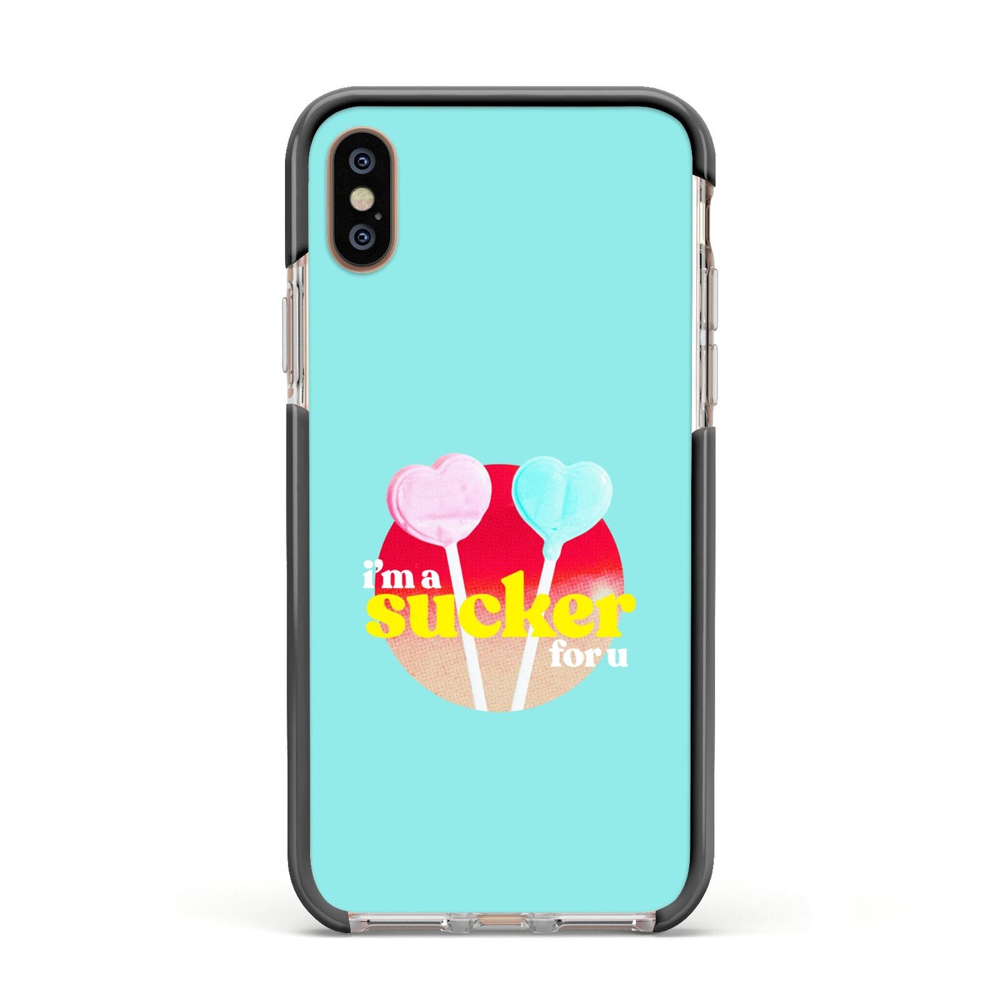 Retro Valentine Apple iPhone Xs Impact Case Black Edge on Gold Phone