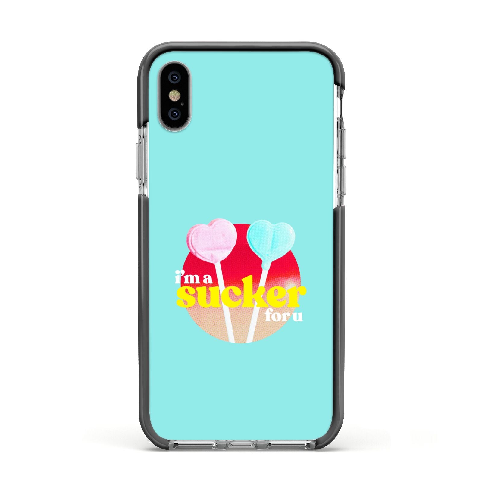 Retro Valentine Apple iPhone Xs Impact Case Black Edge on Silver Phone