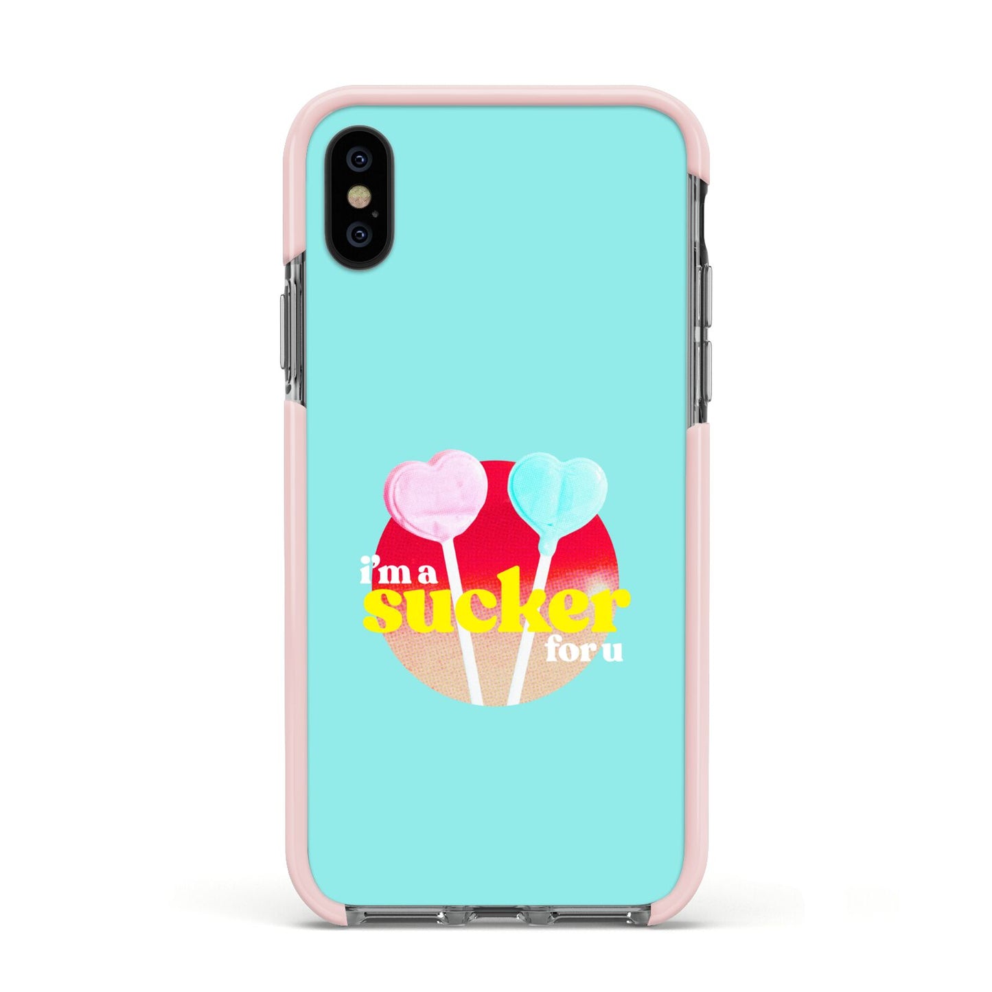 Retro Valentine Apple iPhone Xs Impact Case Pink Edge on Black Phone
