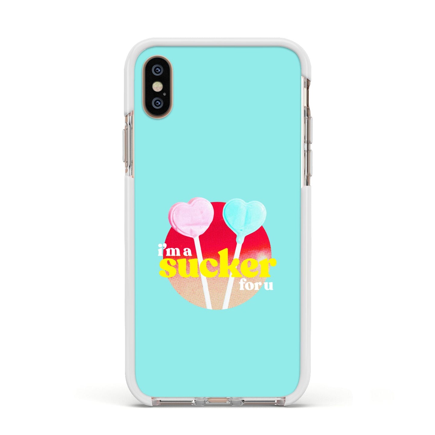 Retro Valentine Apple iPhone Xs Impact Case White Edge on Gold Phone