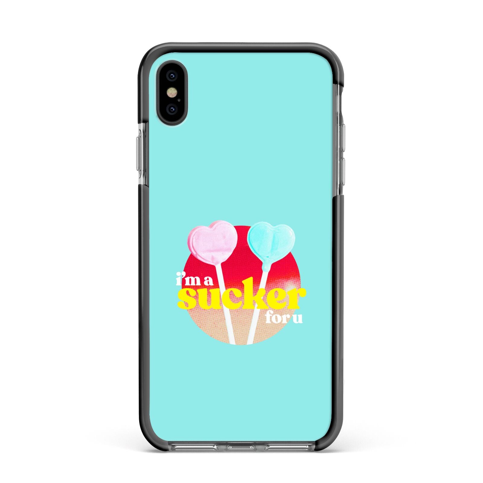 Retro Valentine Apple iPhone Xs Max Impact Case Black Edge on Black Phone