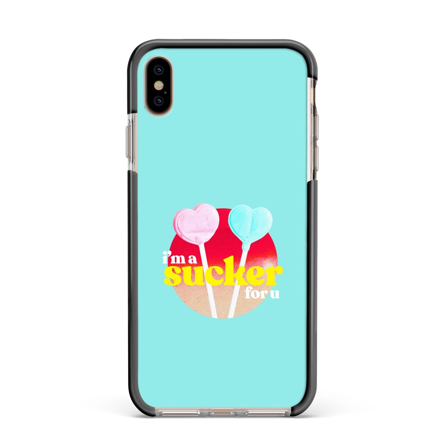 Retro Valentine Apple iPhone Xs Max Impact Case Black Edge on Gold Phone