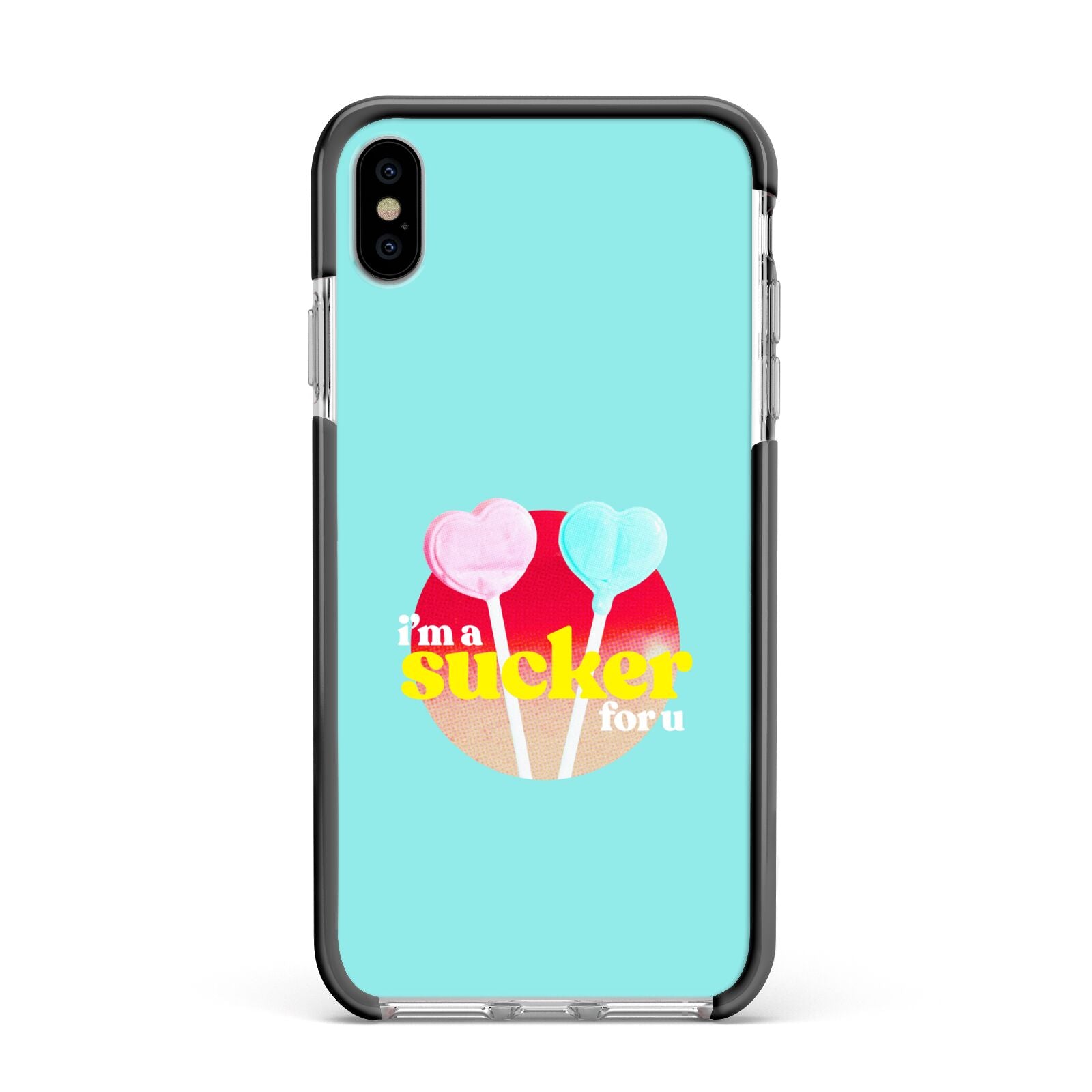 Retro Valentine Apple iPhone Xs Max Impact Case Black Edge on Silver Phone