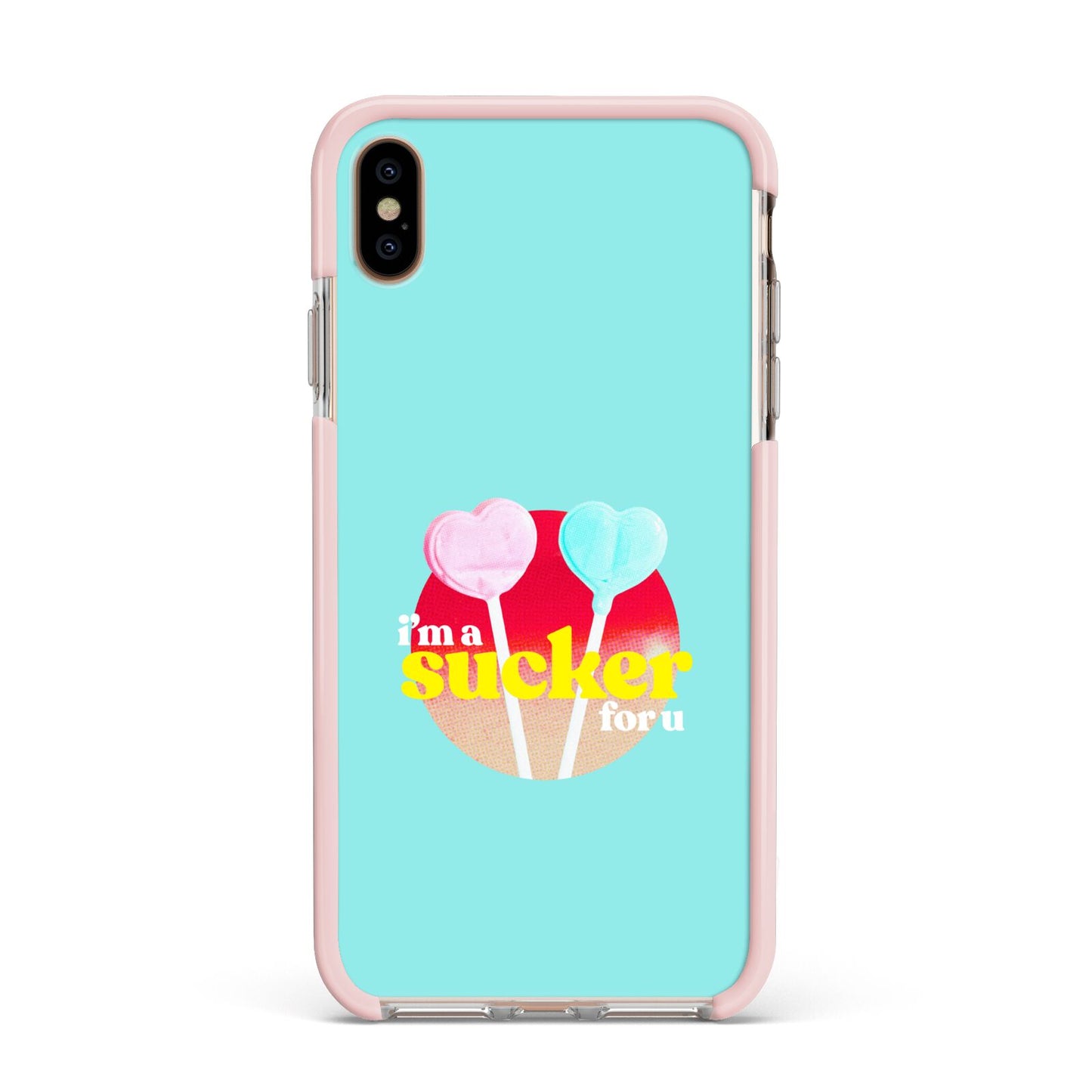 Retro Valentine Apple iPhone Xs Max Impact Case Pink Edge on Gold Phone