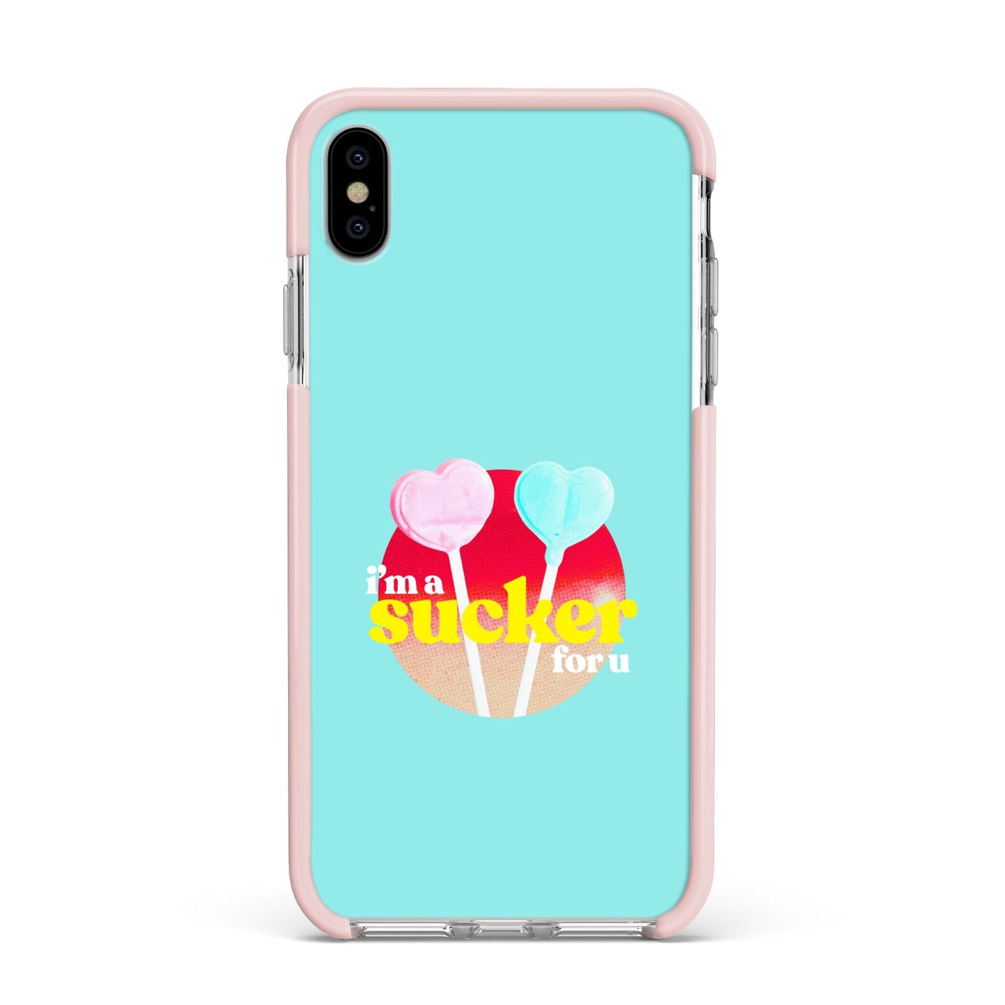 Retro Valentine Apple iPhone Xs Max Impact Case Pink Edge on Silver Phone