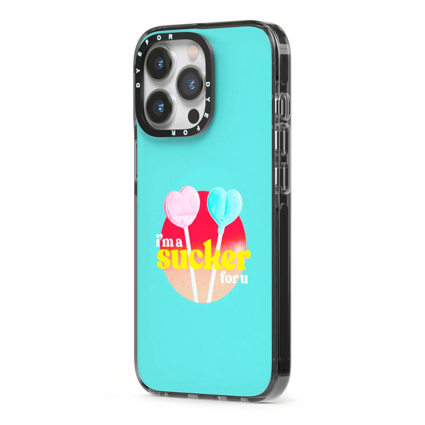 Retro Valentine iPhone 13 Pro Black Impact Case Side Angle on Silver phone