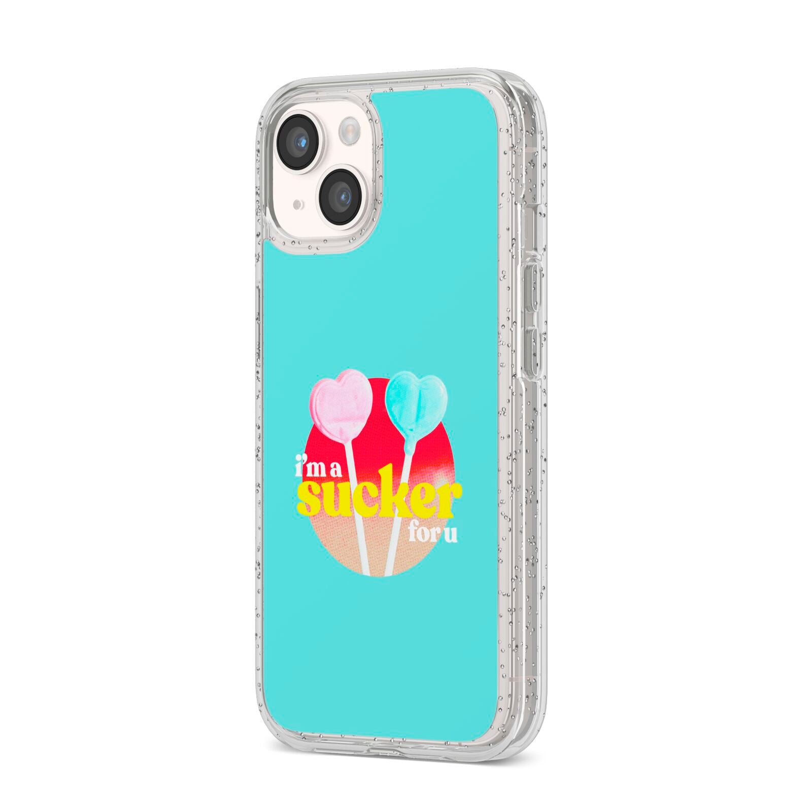 Retro Valentine iPhone 14 Glitter Tough Case Starlight Angled Image