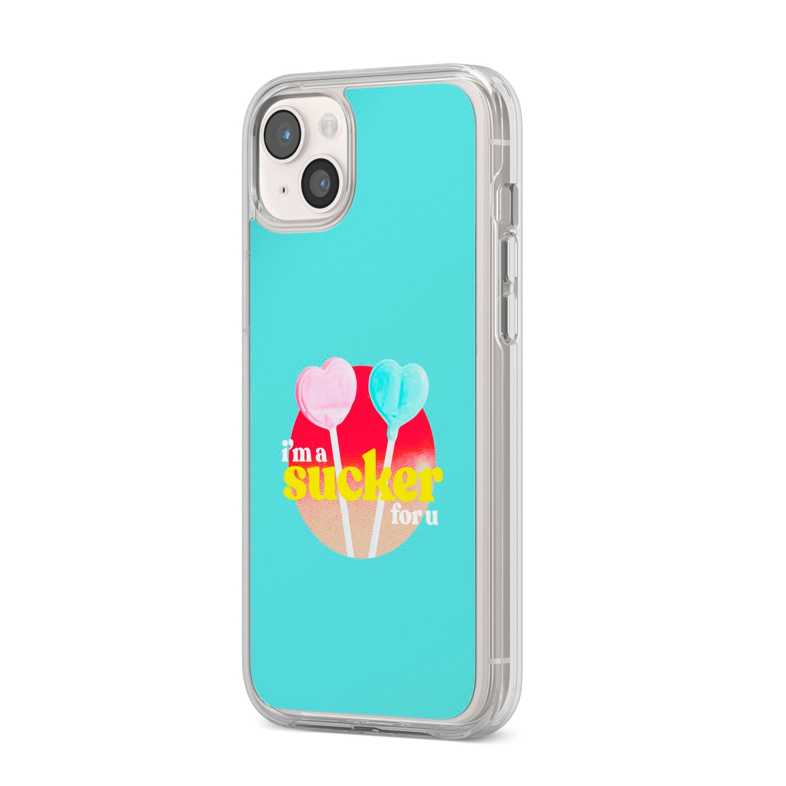 Retro Valentine iPhone 14 Plus Clear Tough Case Starlight Angled Image