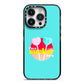 Retro Valentine iPhone 14 Pro Black Impact Case on Silver phone