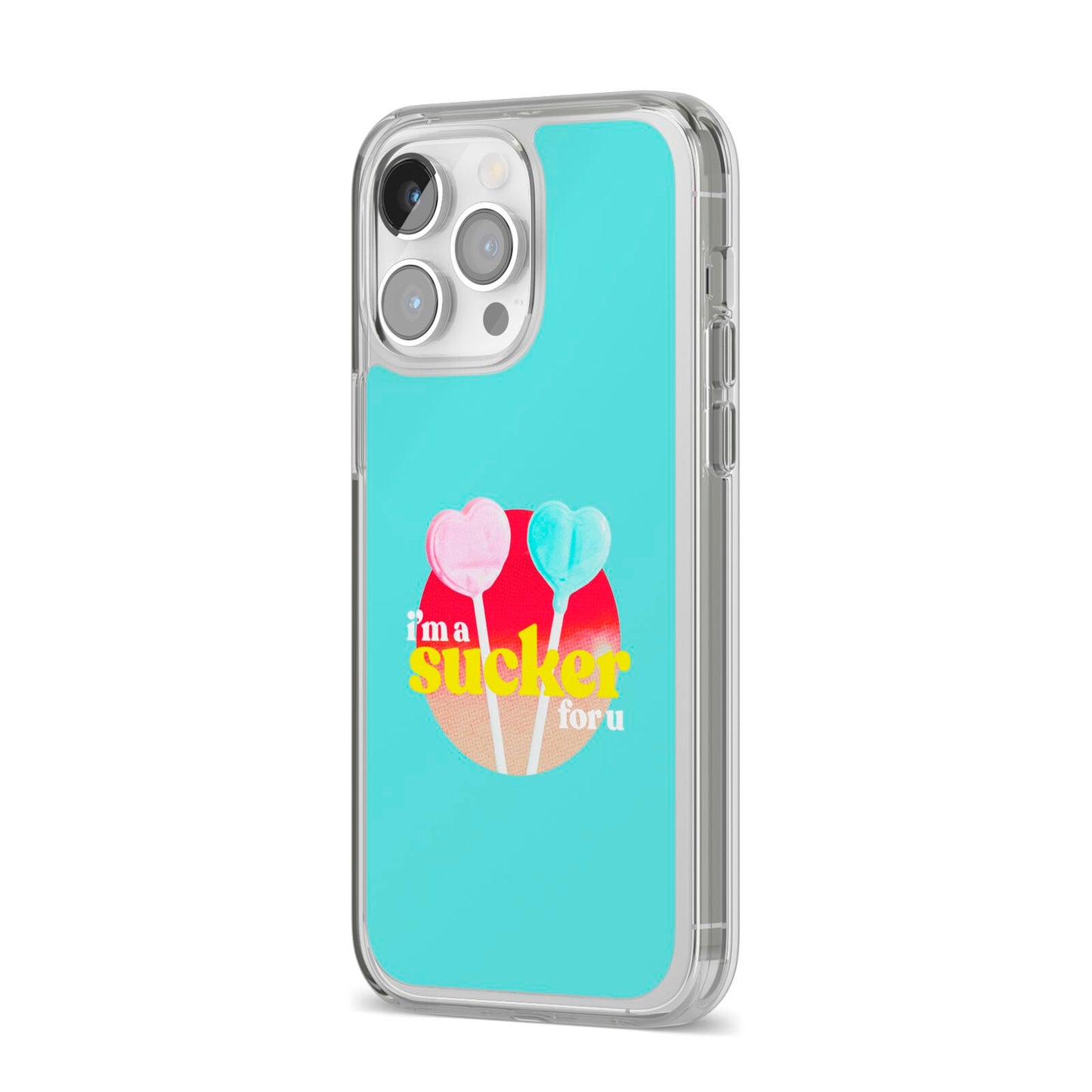 Retro Valentine iPhone 14 Pro Max Clear Tough Case Silver Angled Image