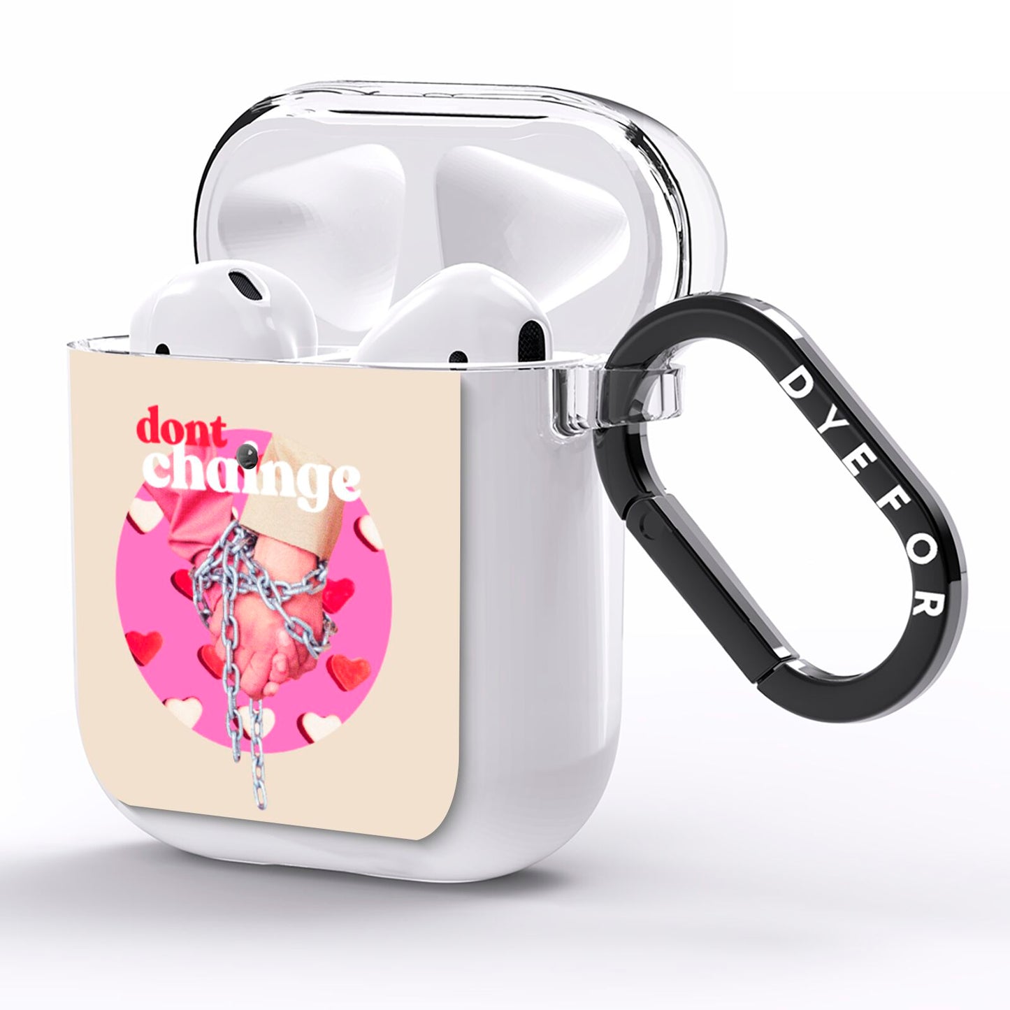 Retro Valentines Quote AirPods Clear Case Side Image