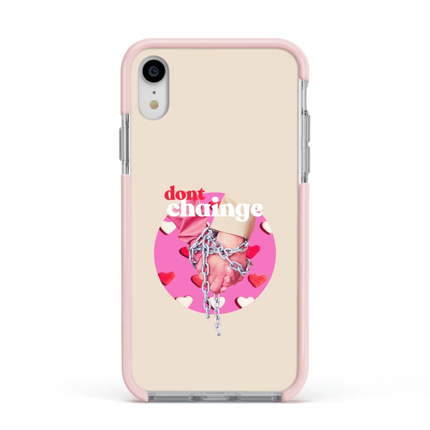 Retro Valentines Quote Apple iPhone XR Impact Case Pink Edge on Silver Phone