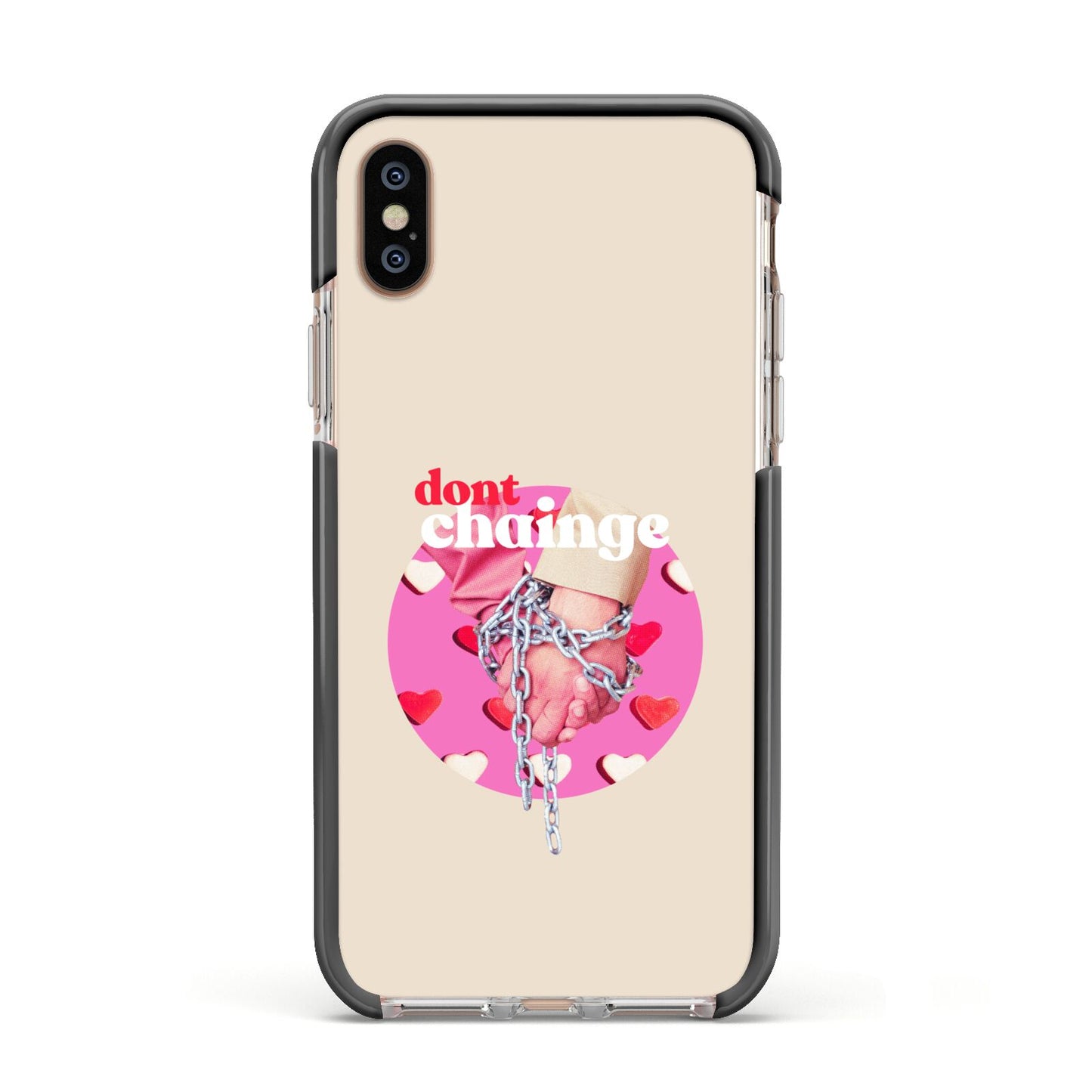 Retro Valentines Quote Apple iPhone Xs Impact Case Black Edge on Gold Phone