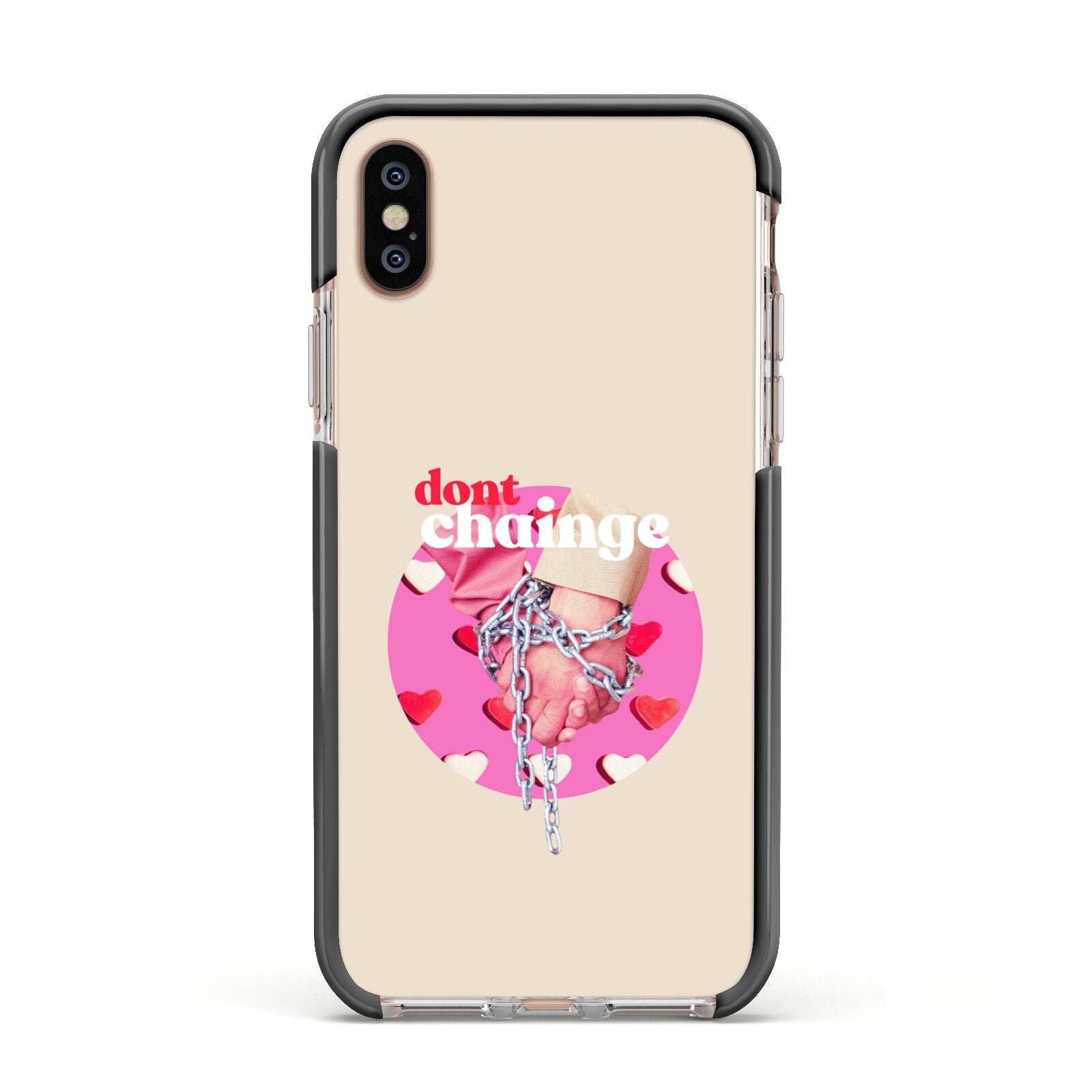 Retro Valentines Quote Apple iPhone Xs Impact Case Black Edge on Gold Phone