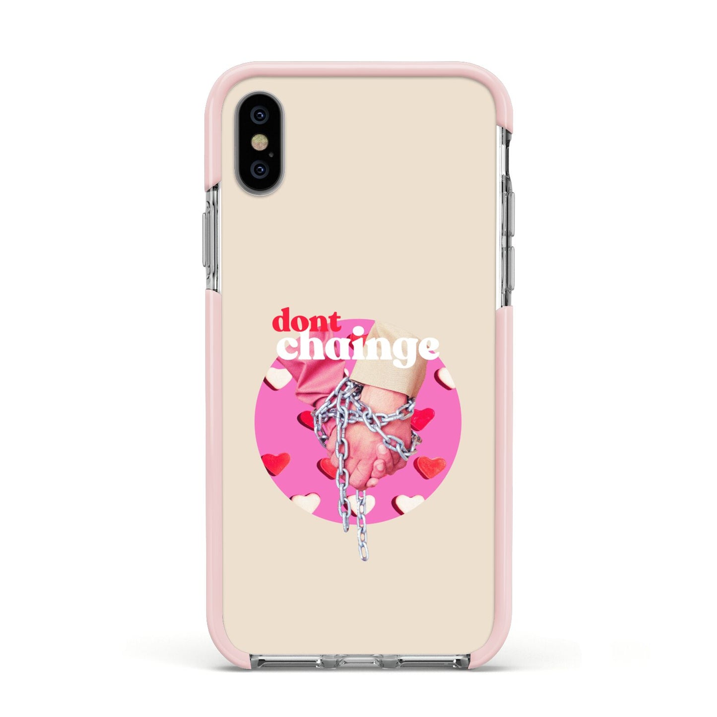 Retro Valentines Quote Apple iPhone Xs Impact Case Pink Edge on Silver Phone