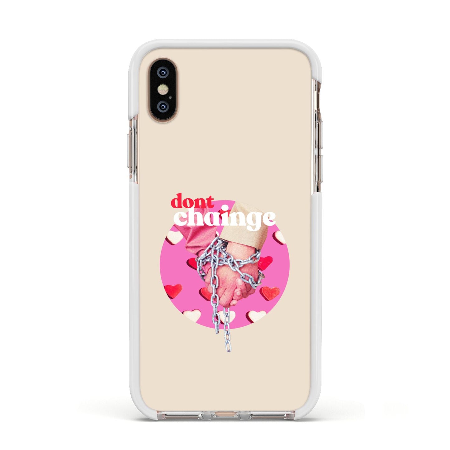 Retro Valentines Quote Apple iPhone Xs Impact Case White Edge on Gold Phone