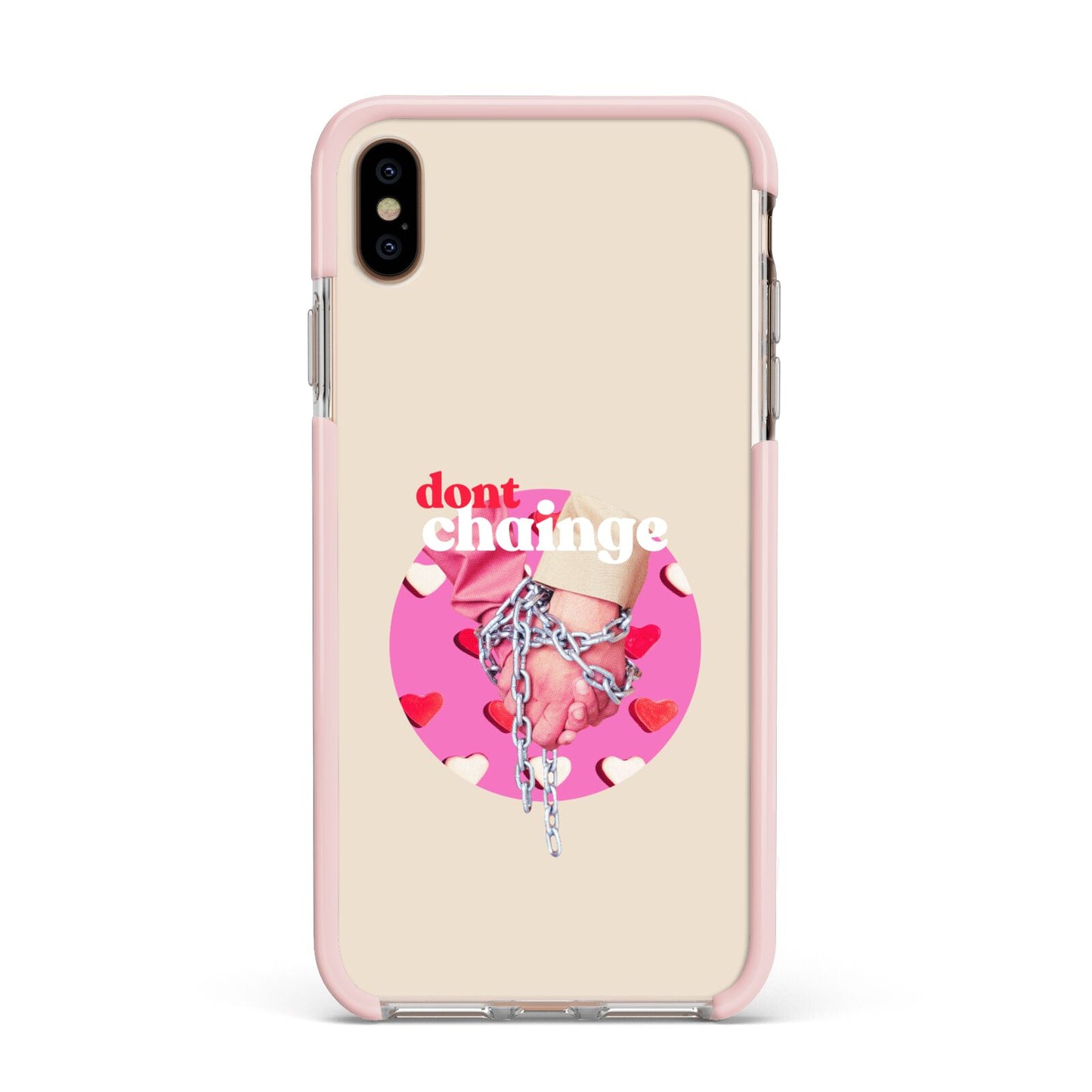 Retro Valentines Quote Apple iPhone Xs Max Impact Case Pink Edge on Gold Phone