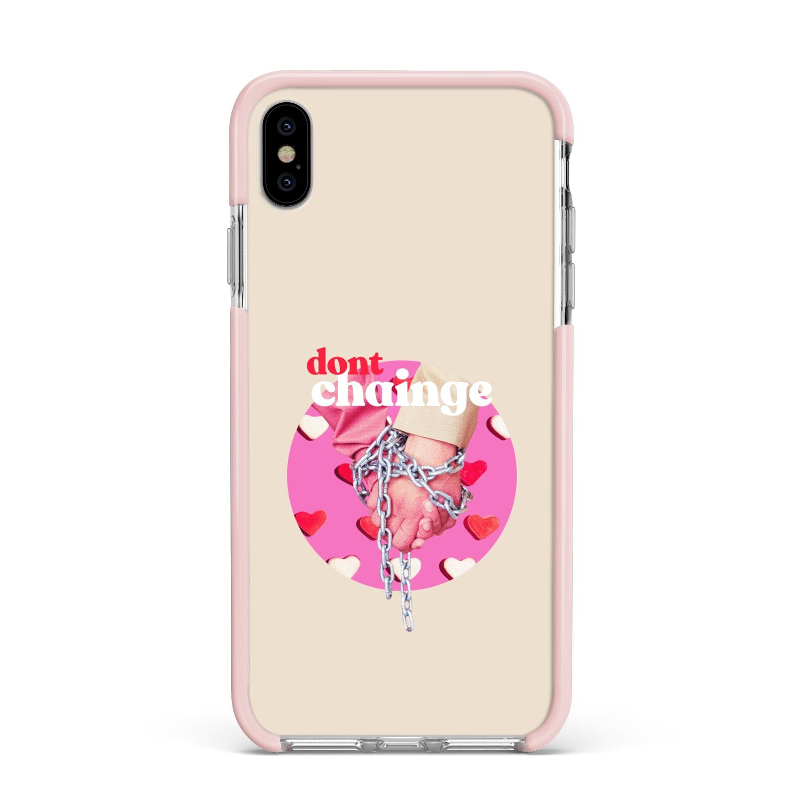 Retro Valentines Quote Apple iPhone Xs Max Impact Case Pink Edge on Silver Phone