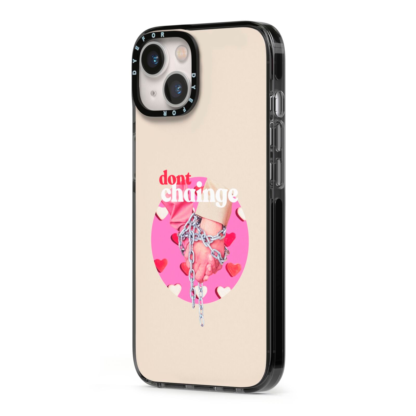 Retro Valentines Quote iPhone 13 Black Impact Case Side Angle on Silver phone