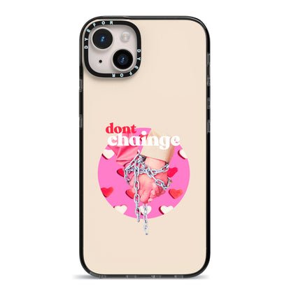 Retro Valentines Quote iPhone 14 Plus Black Impact Case on Silver phone