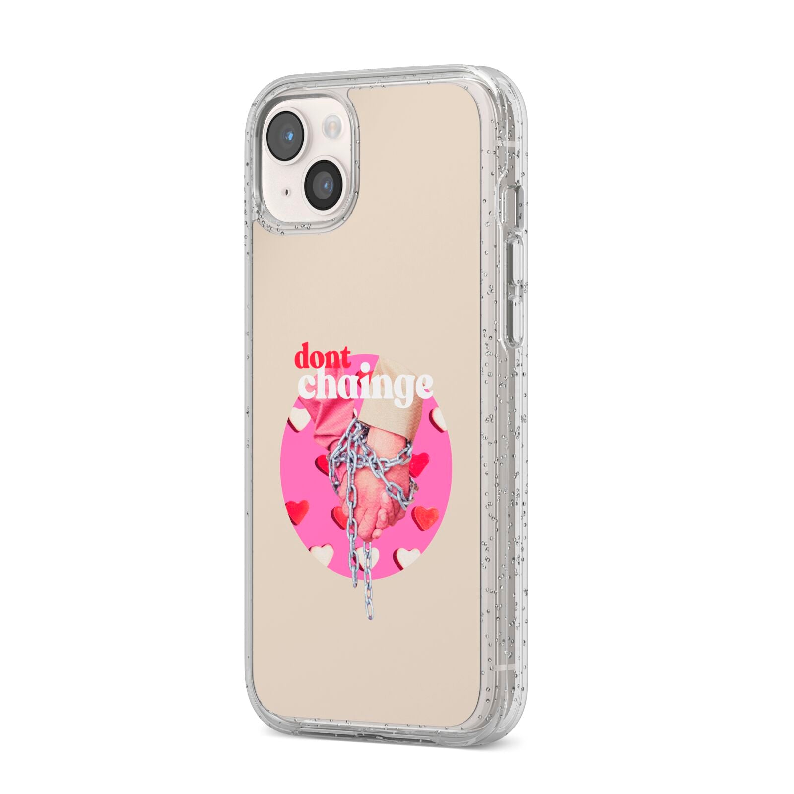 Retro Valentines Quote iPhone 14 Plus Glitter Tough Case Starlight Angled Image