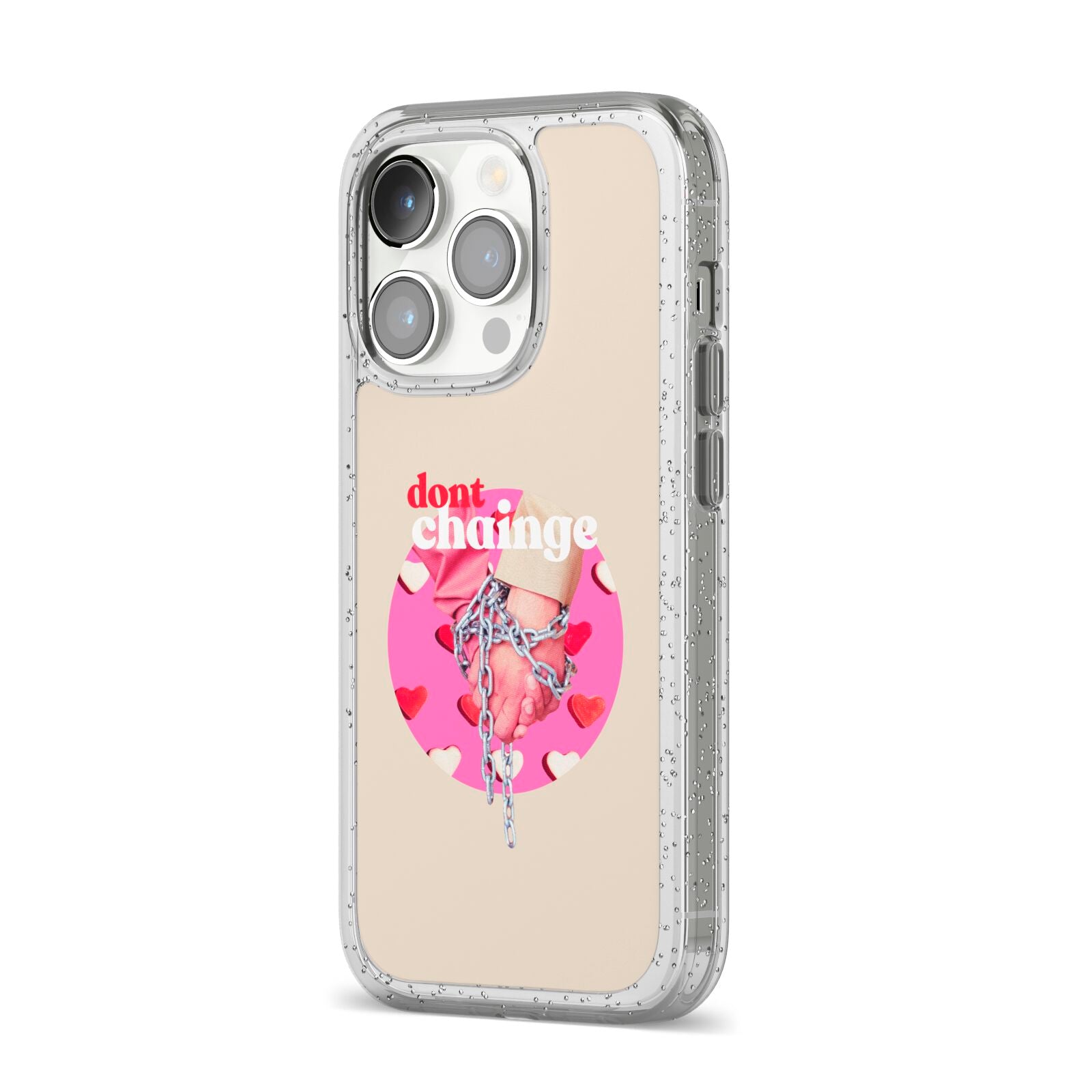 Retro Valentines Quote iPhone 14 Pro Glitter Tough Case Silver Angled Image