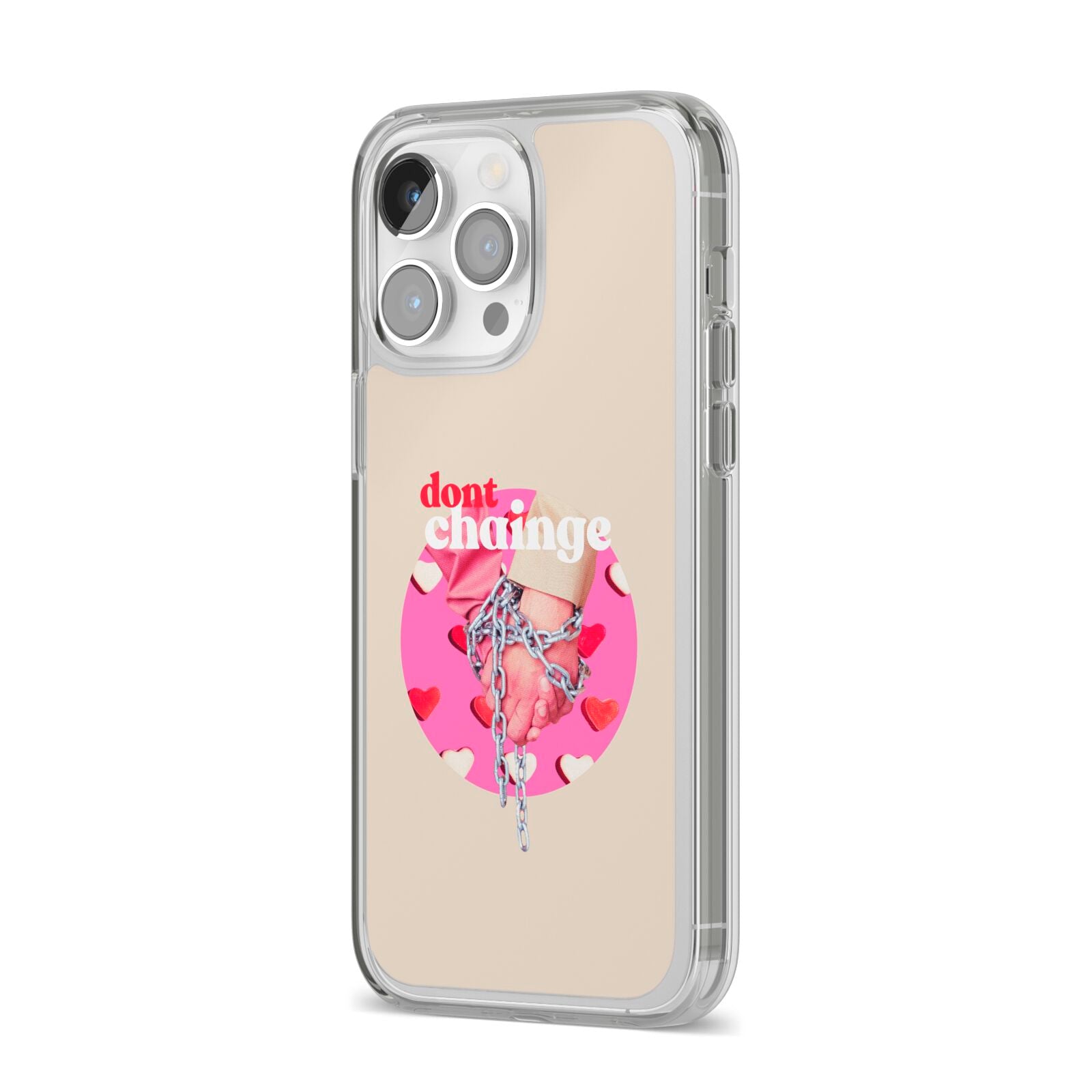 Retro Valentines Quote iPhone 14 Pro Max Clear Tough Case Silver Angled Image