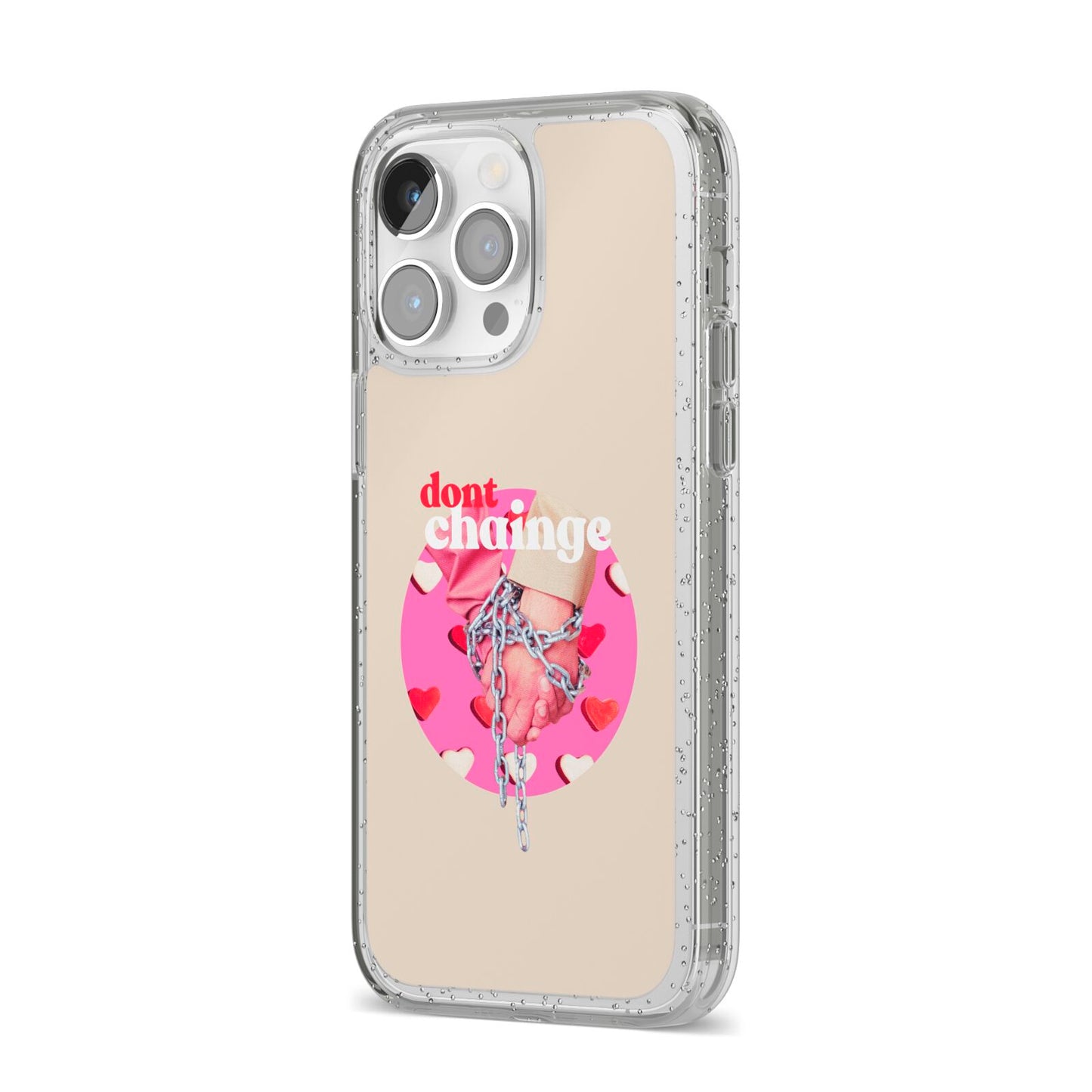 Retro Valentines Quote iPhone 14 Pro Max Glitter Tough Case Silver Angled Image