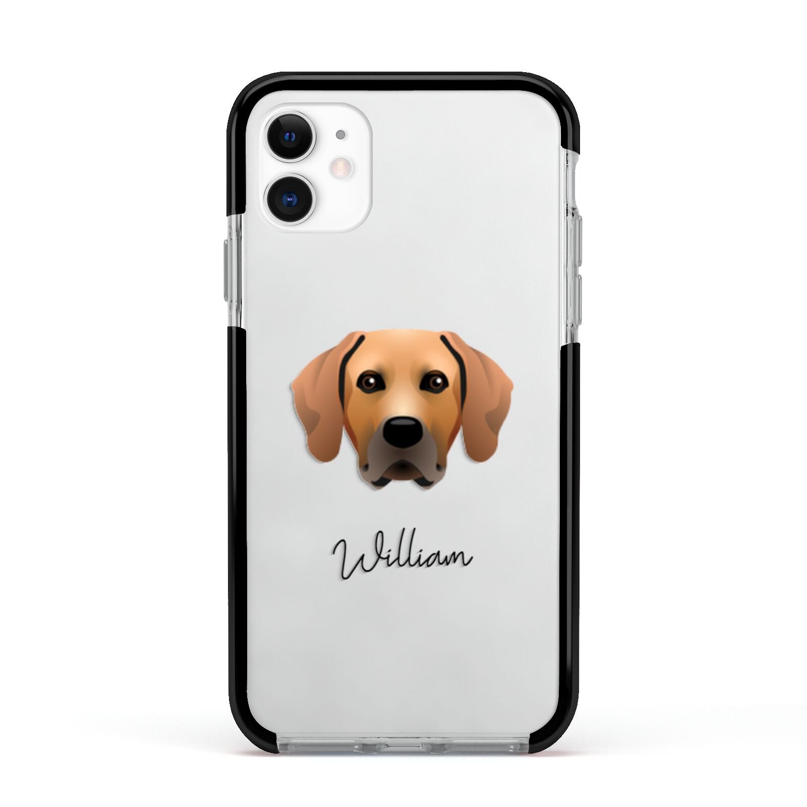 Rhodesian Ridgeback Personalised Apple iPhone 11 in White with Black Impact Case