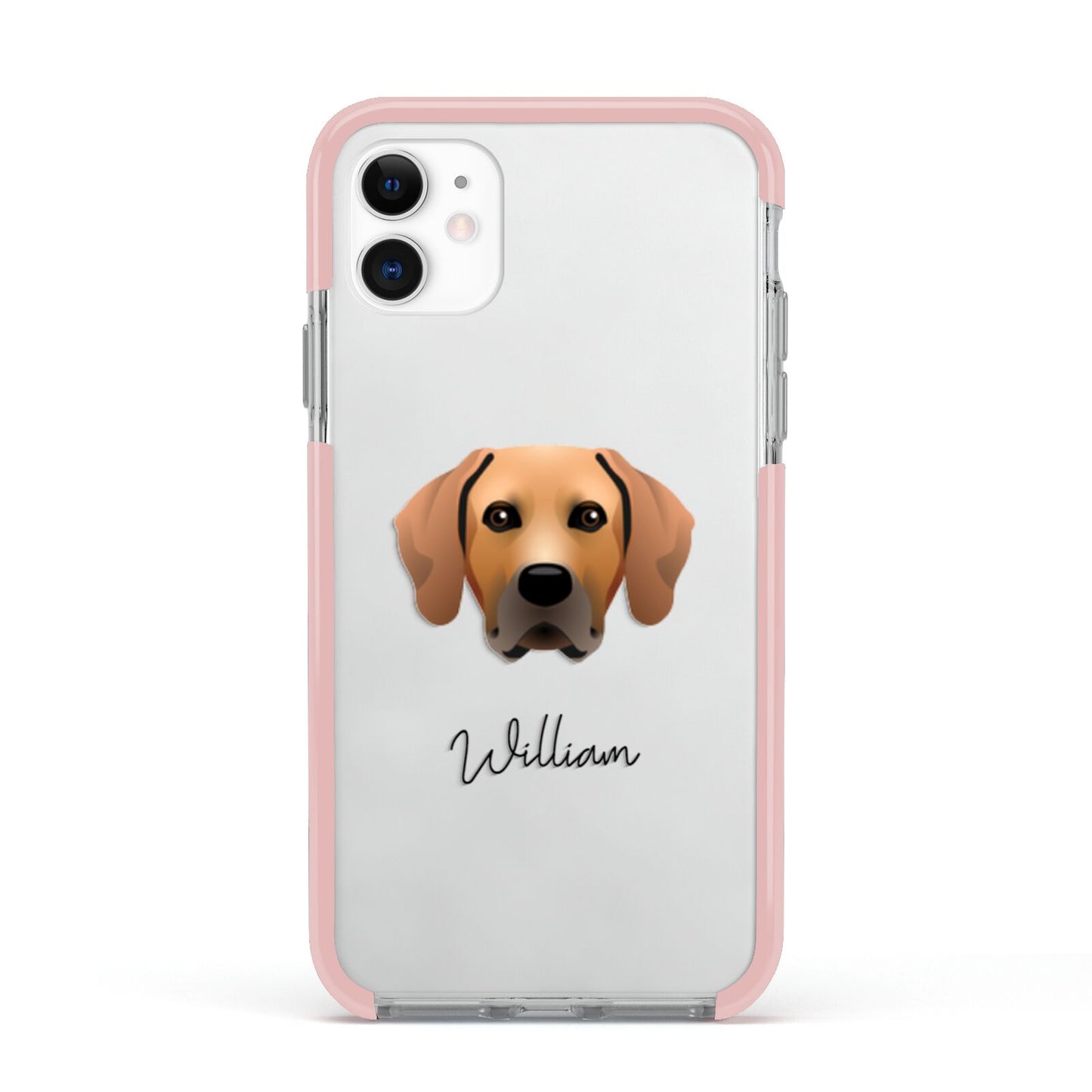 Rhodesian Ridgeback Personalised Apple iPhone 11 in White with Pink Impact Case