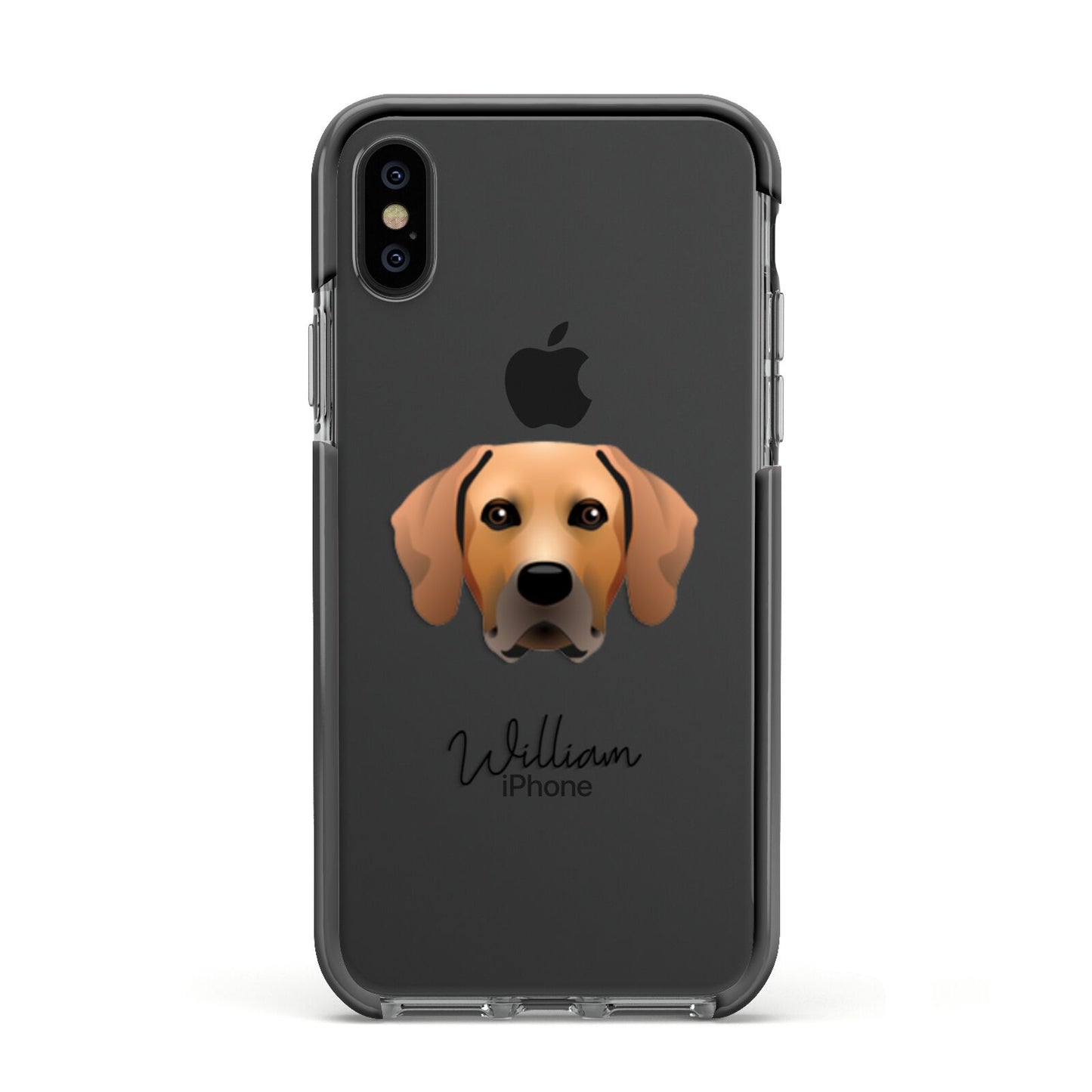 Rhodesian Ridgeback Personalised Apple iPhone Xs Impact Case Black Edge on Black Phone