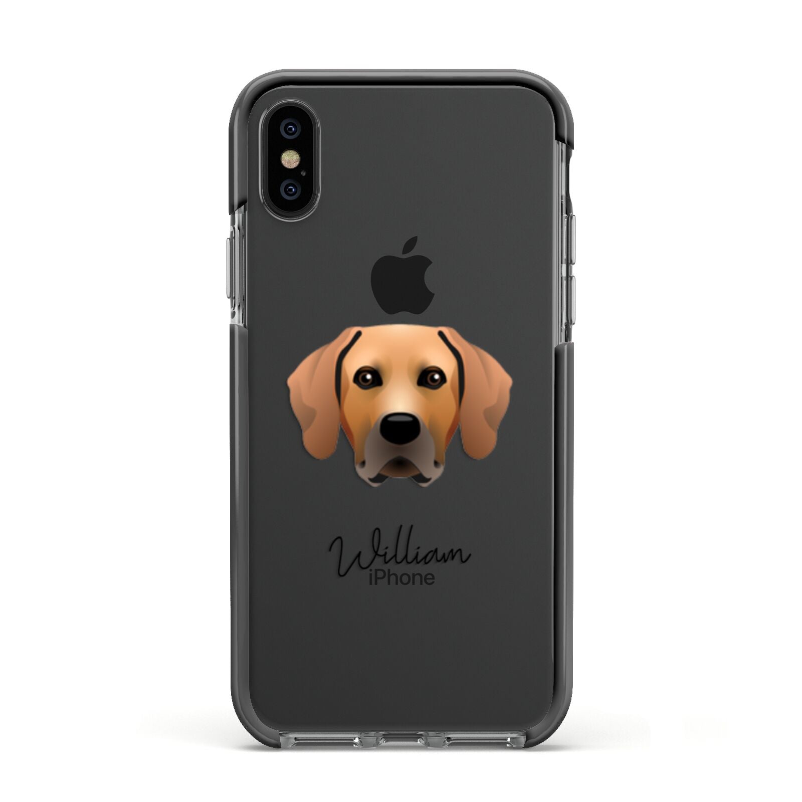 Rhodesian Ridgeback Personalised Apple iPhone Xs Impact Case Black Edge on Black Phone