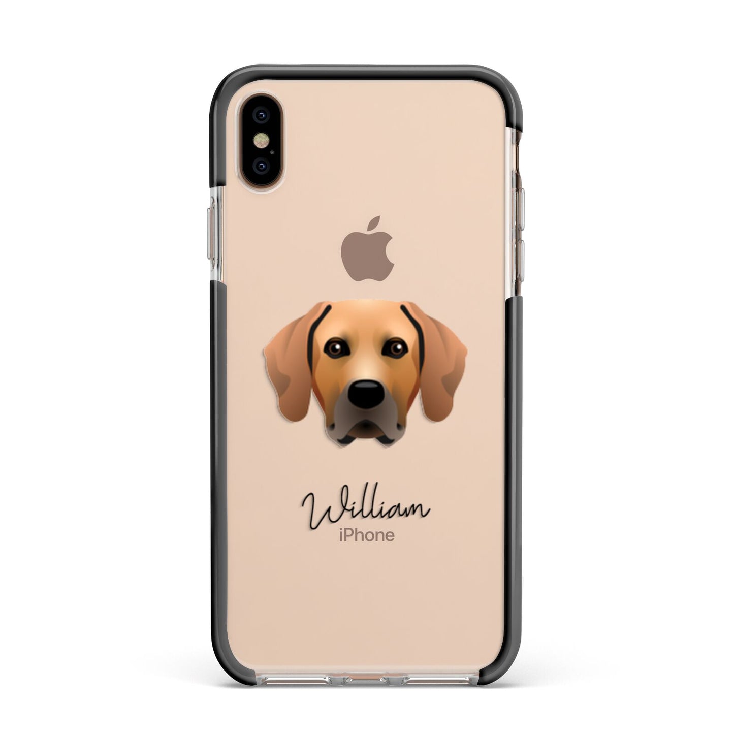 Rhodesian Ridgeback Personalised Apple iPhone Xs Max Impact Case Black Edge on Gold Phone