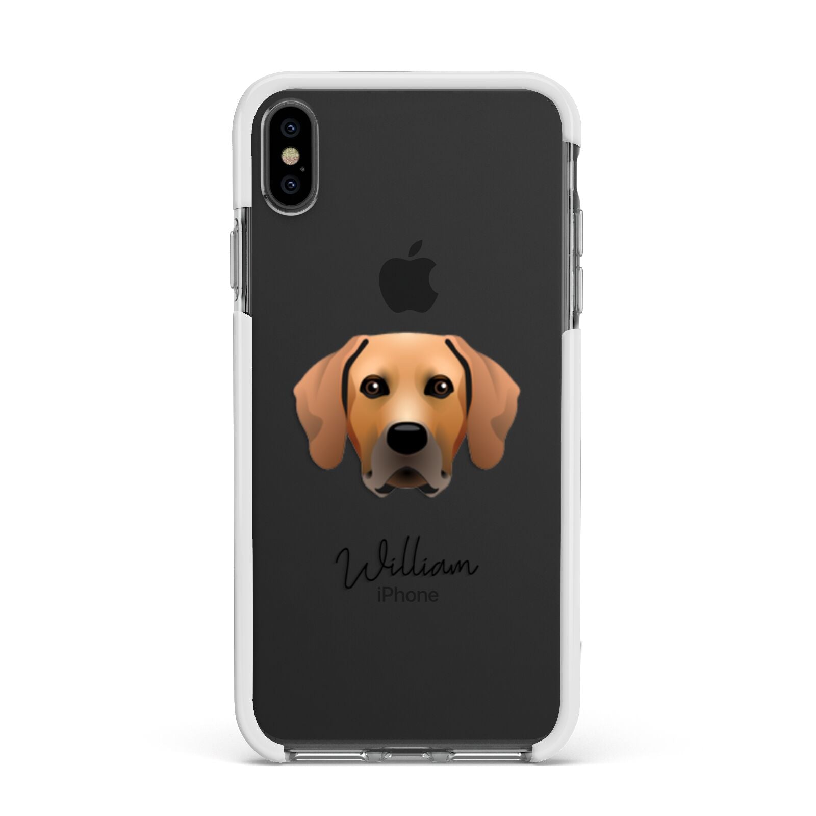 Rhodesian Ridgeback Personalised Apple iPhone Xs Max Impact Case White Edge on Black Phone