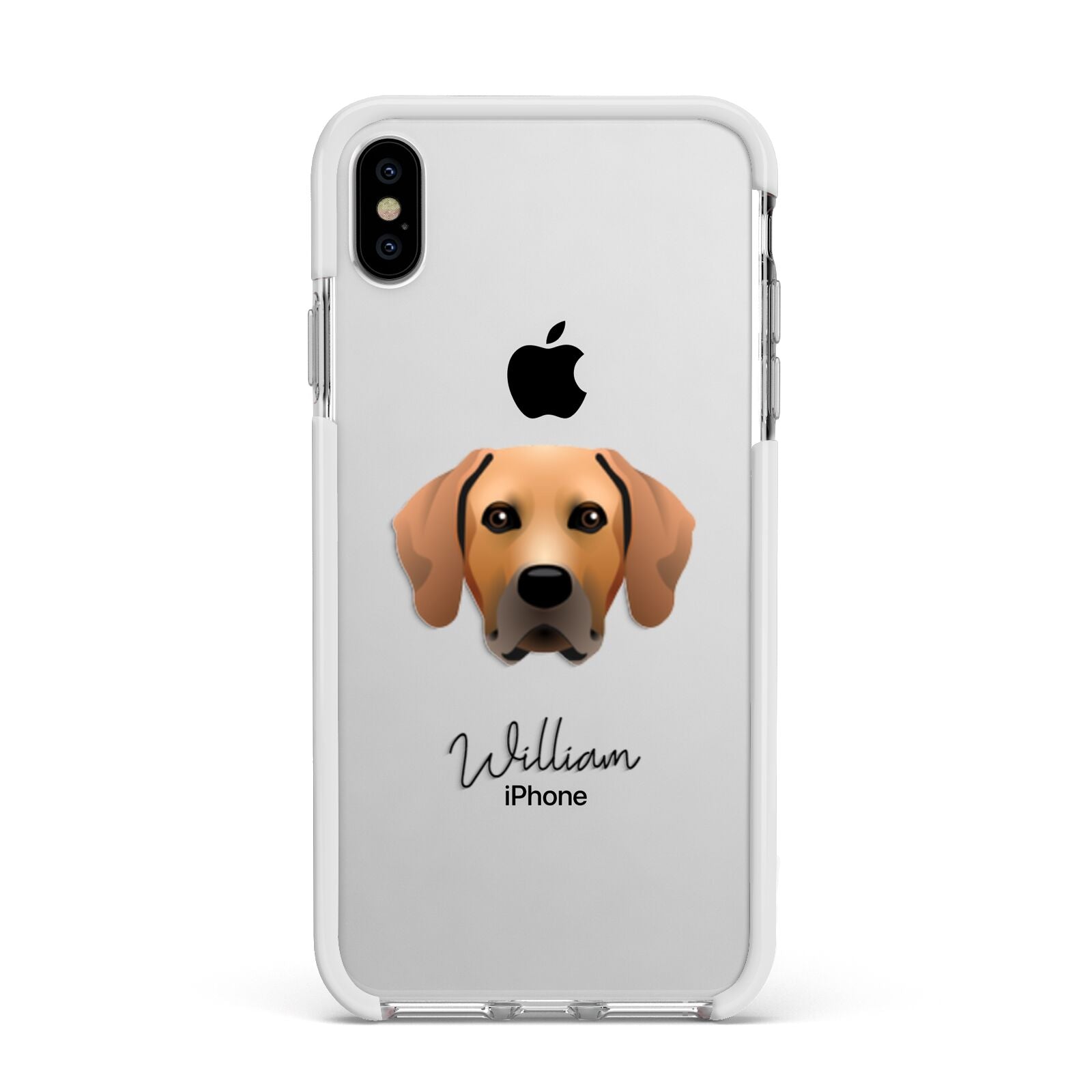 Rhodesian Ridgeback Personalised Apple iPhone Xs Max Impact Case White Edge on Silver Phone
