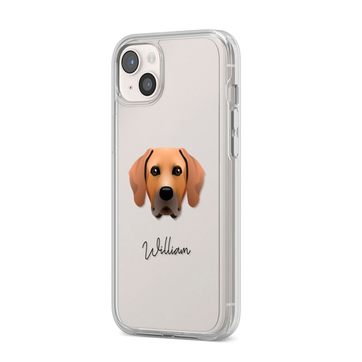 Rhodesian Ridgeback Personalised iPhone 14 Plus Clear Tough Case Starlight Angled Image