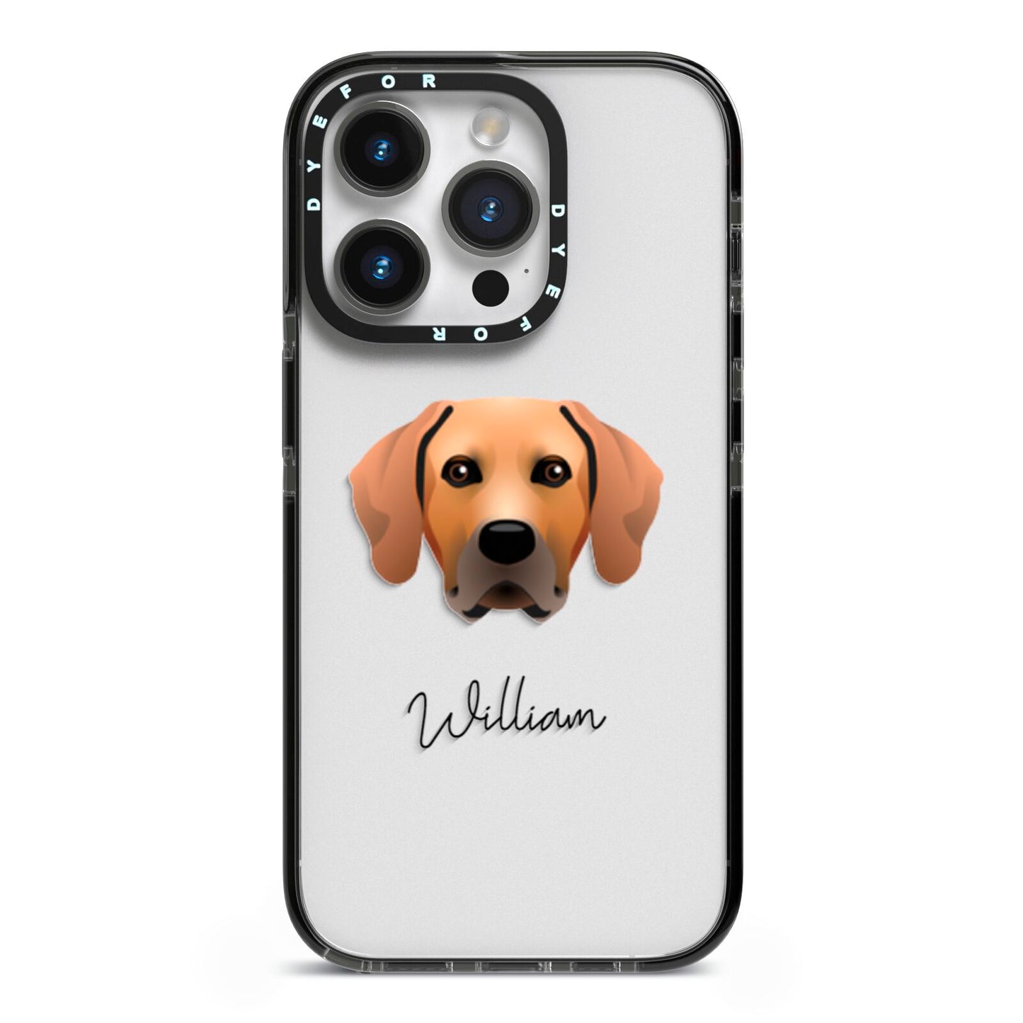 Rhodesian Ridgeback Personalised iPhone 14 Pro Black Impact Case on Silver phone